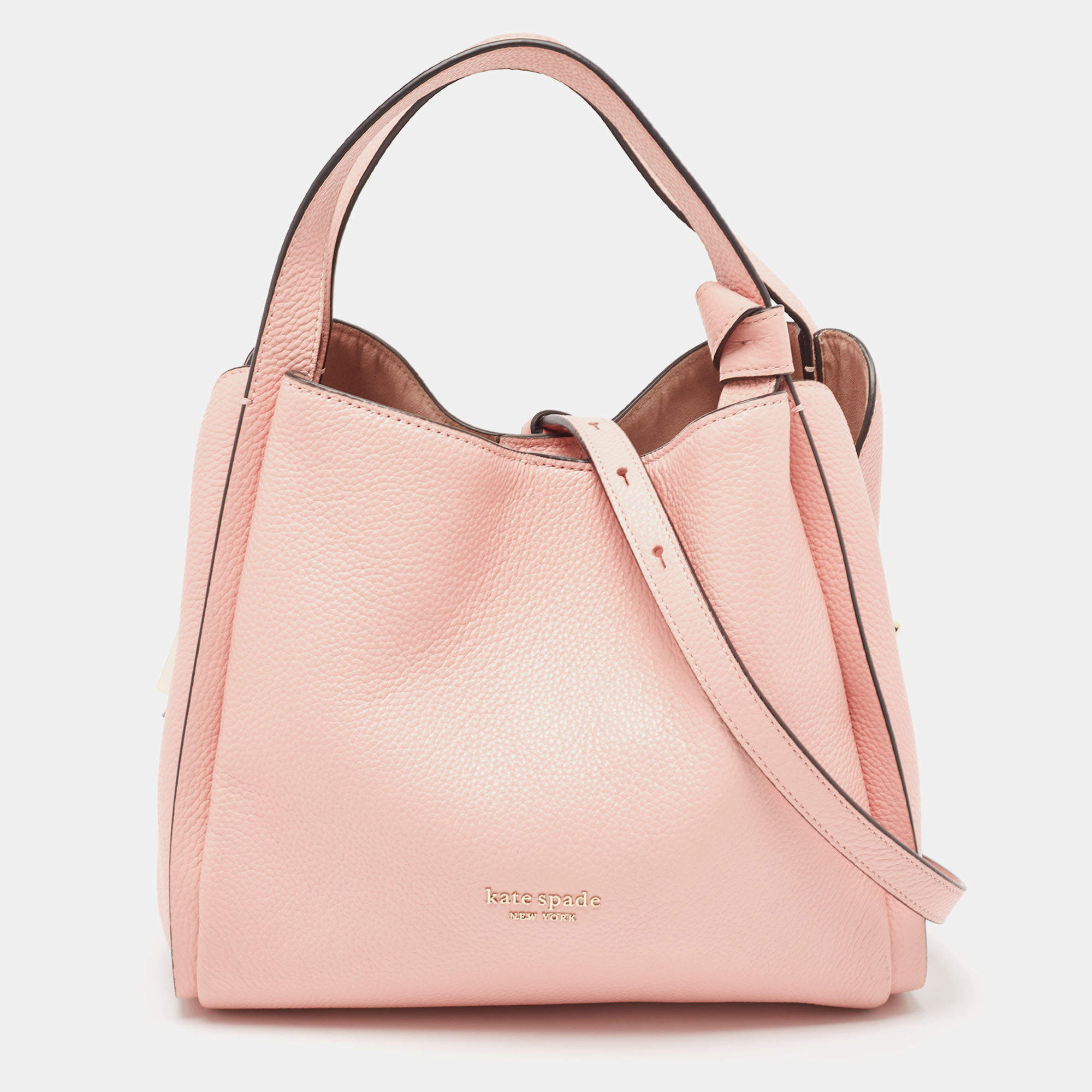 Pre Owned Kate Spade Pink Leather Knott Crossbody Shoulder Bag