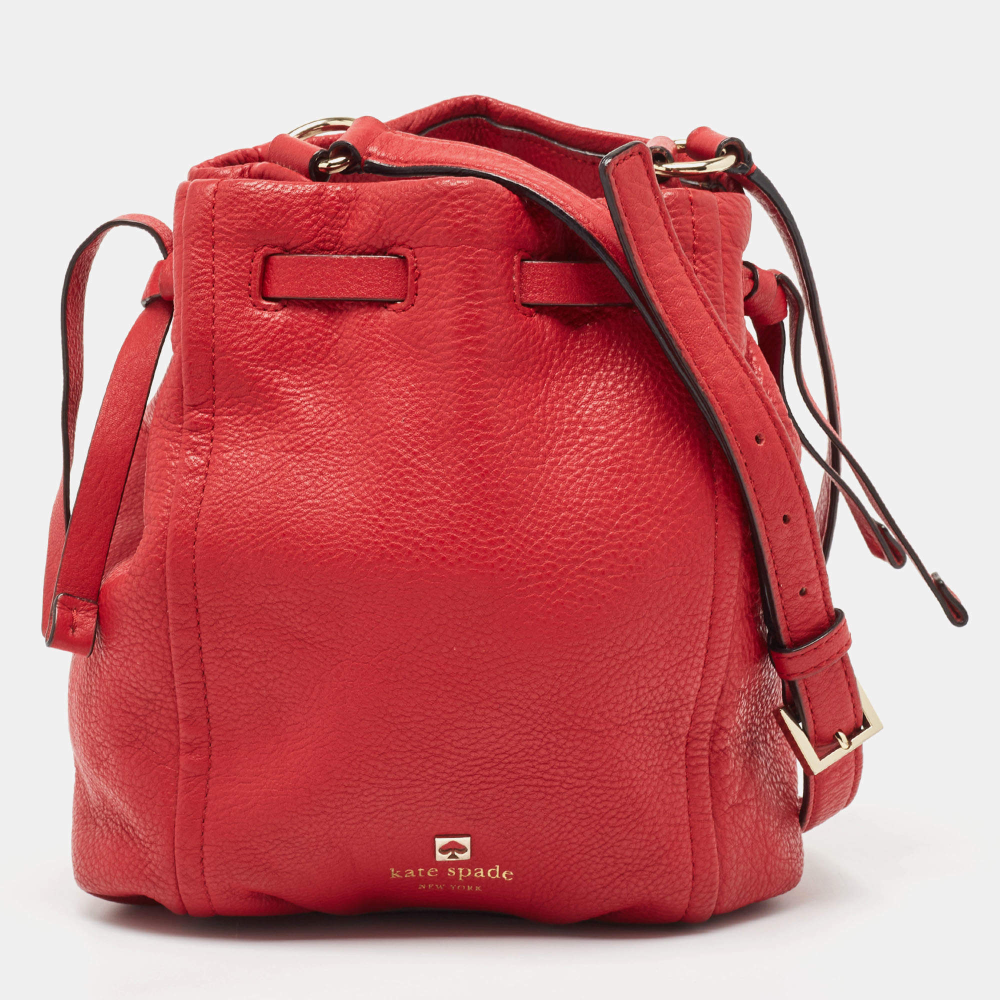 Kate Spade Red Leather Katie Bucket Crossbody Bag