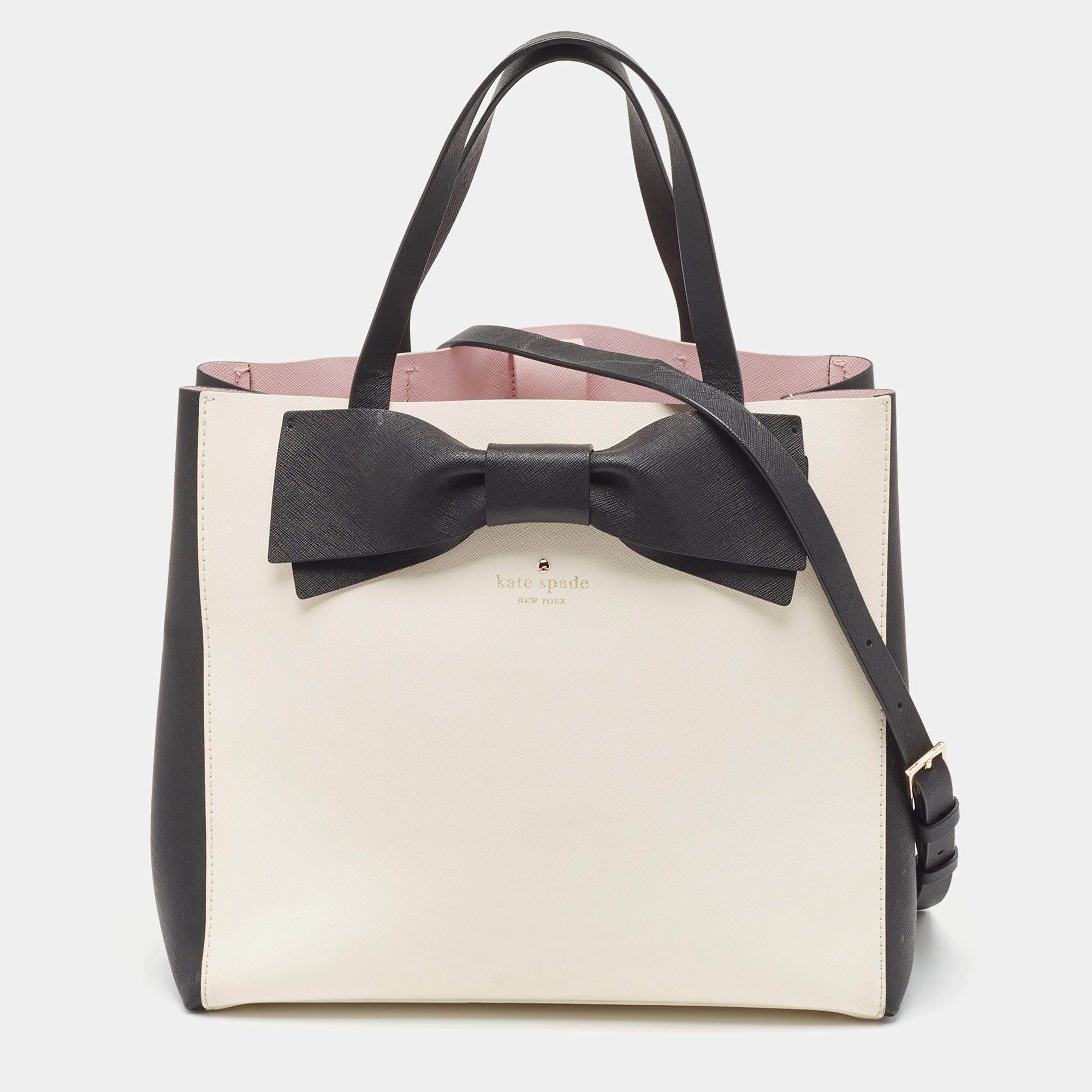 Kate Spade Black/White Leather Bow Tote