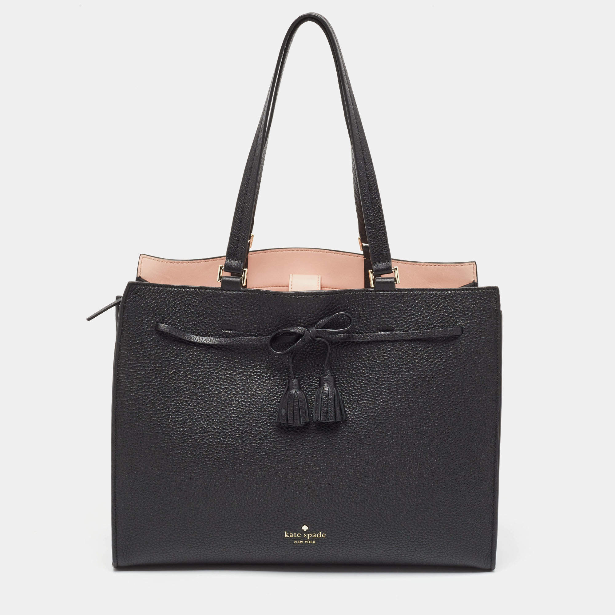 Pre Owned Kate Spade Black Leather New York Hayes Street Tote