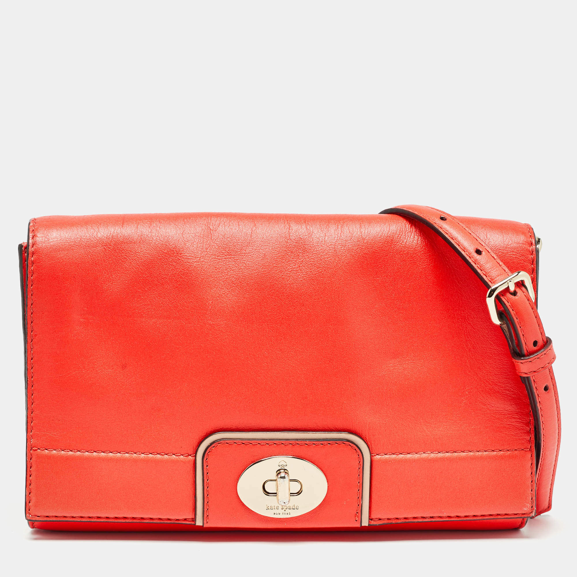 Kate Spade Neon Orange Leather Hampton Road Juliana Crossbody Bag