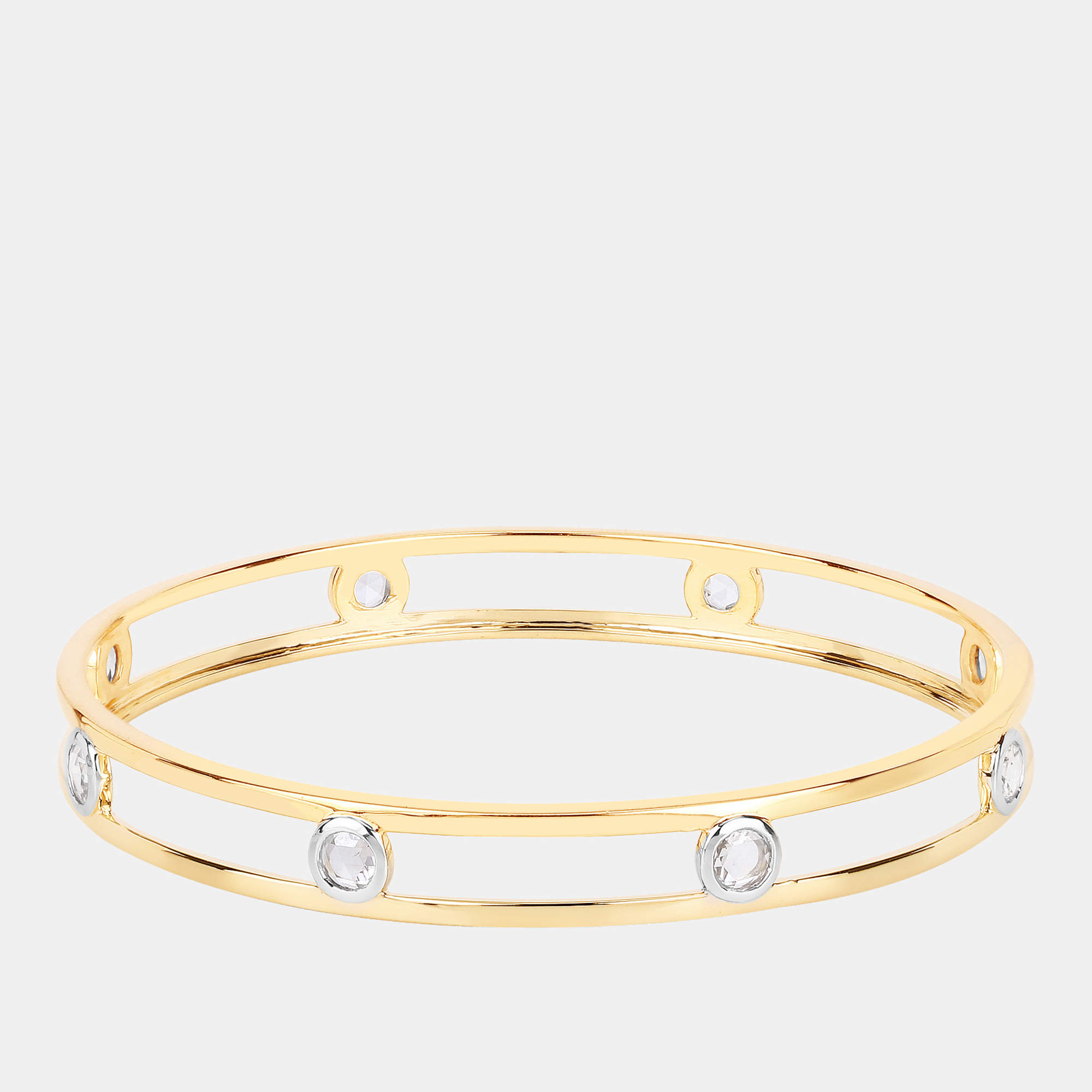 Pre Owned 1.56 cts Diamond 14K Yellow Gold Station Bangle