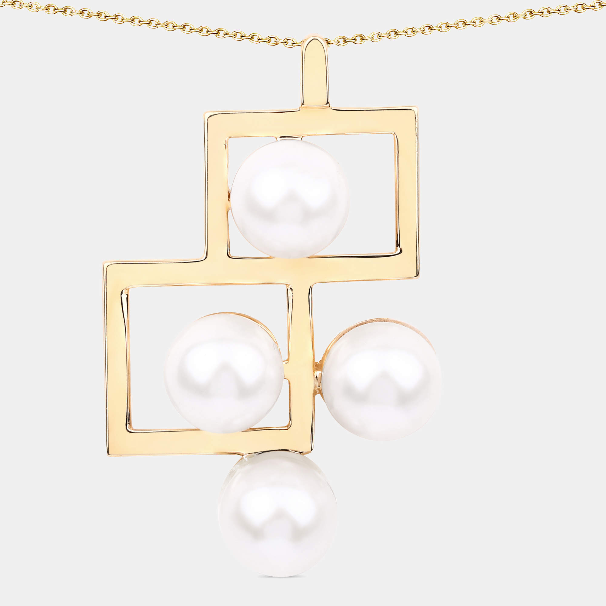 Pre Owned 13.65 cts Pearl 14K Yellow Gold Geometric Pendant