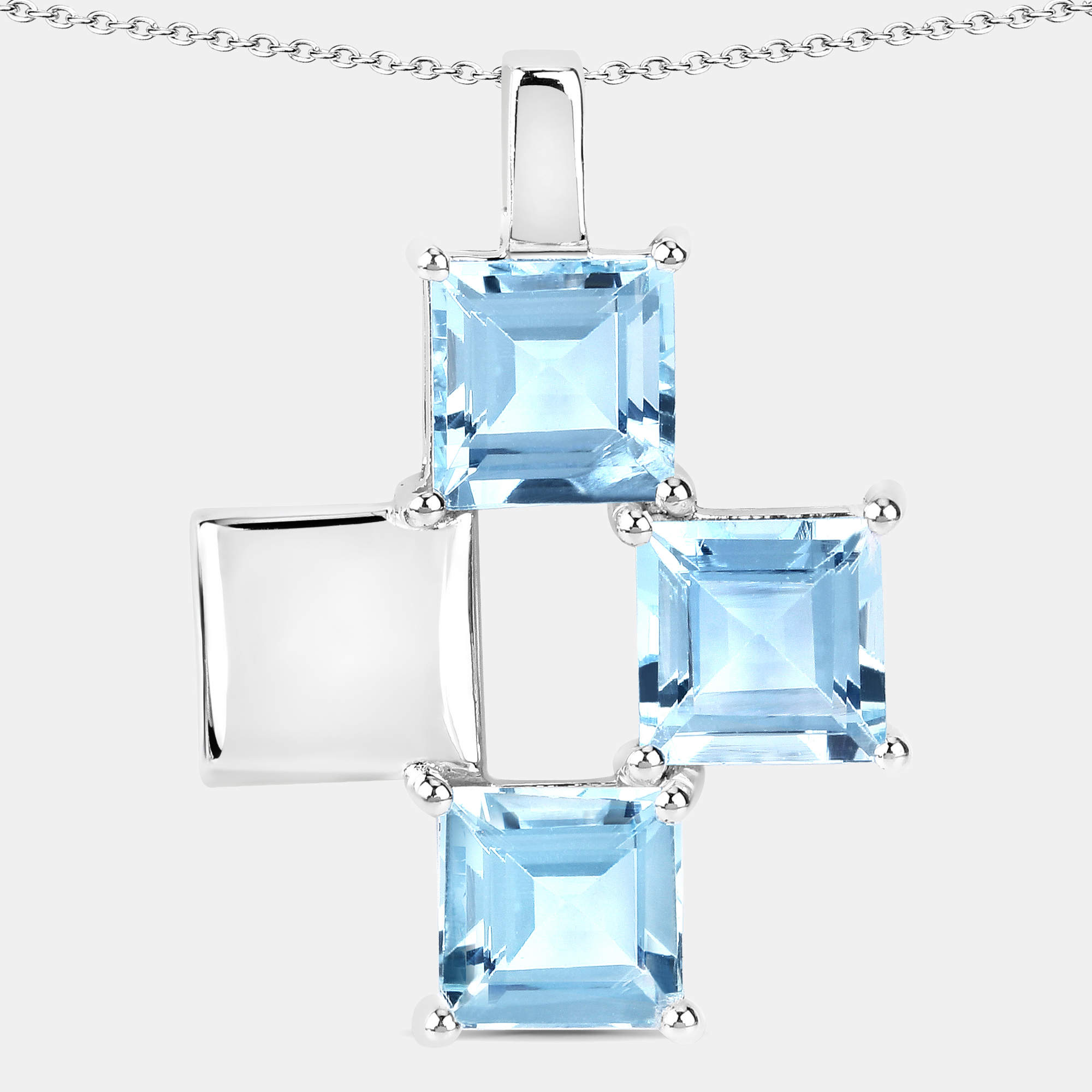 مملوكة مسبقًا 2.75 cts Aquamarine 14K White Gold Quad Pendant