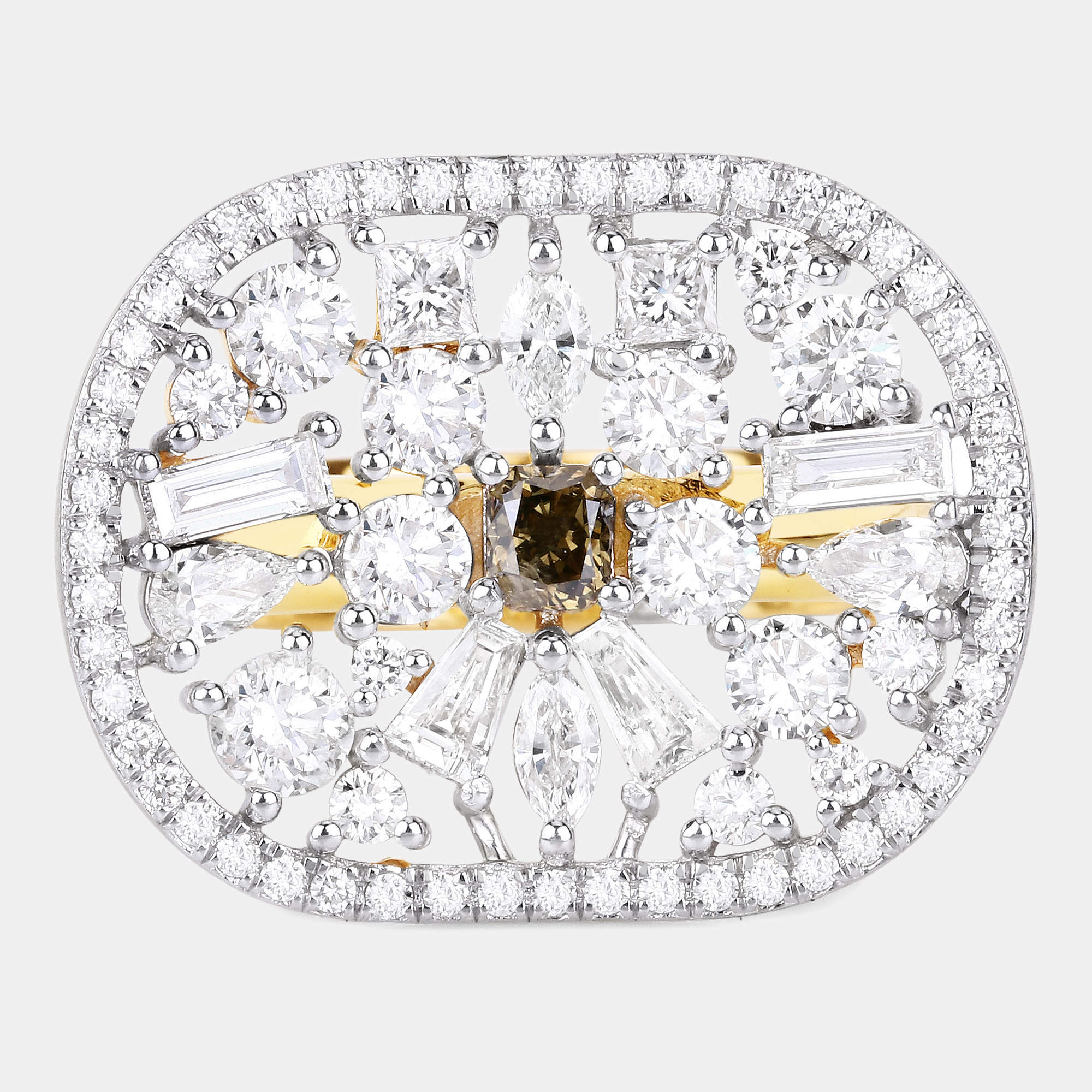 مملوكة مسبقًا خاتم زفاف من ماس وزن 2.66 قيراط من الذهب الأصفر عيار 18 بحجم 7.50 US