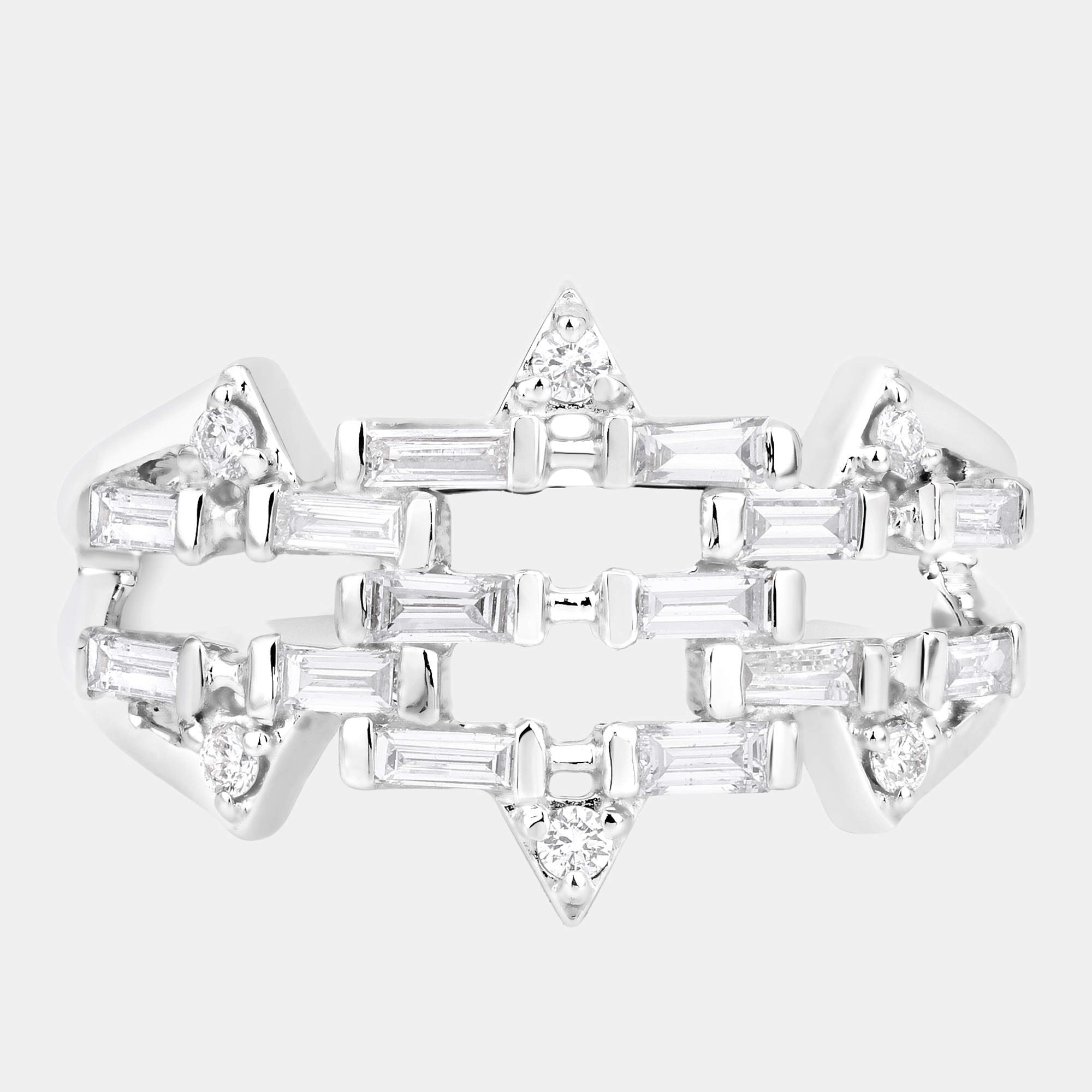 Pre Owned 0.51 cts Diamond 14K White Gold Bridal Ring US Size 7