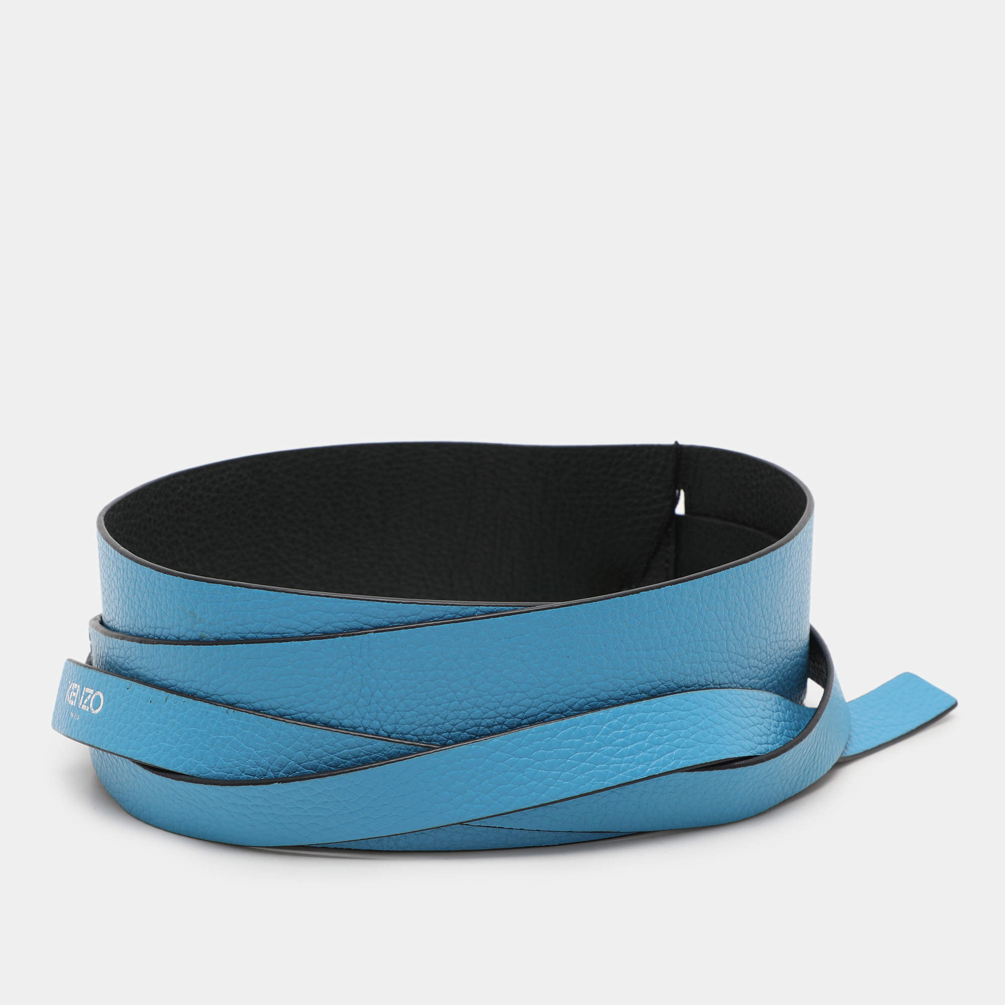 Pre Owned Kenzo Blue/Black Leather Waist Belt