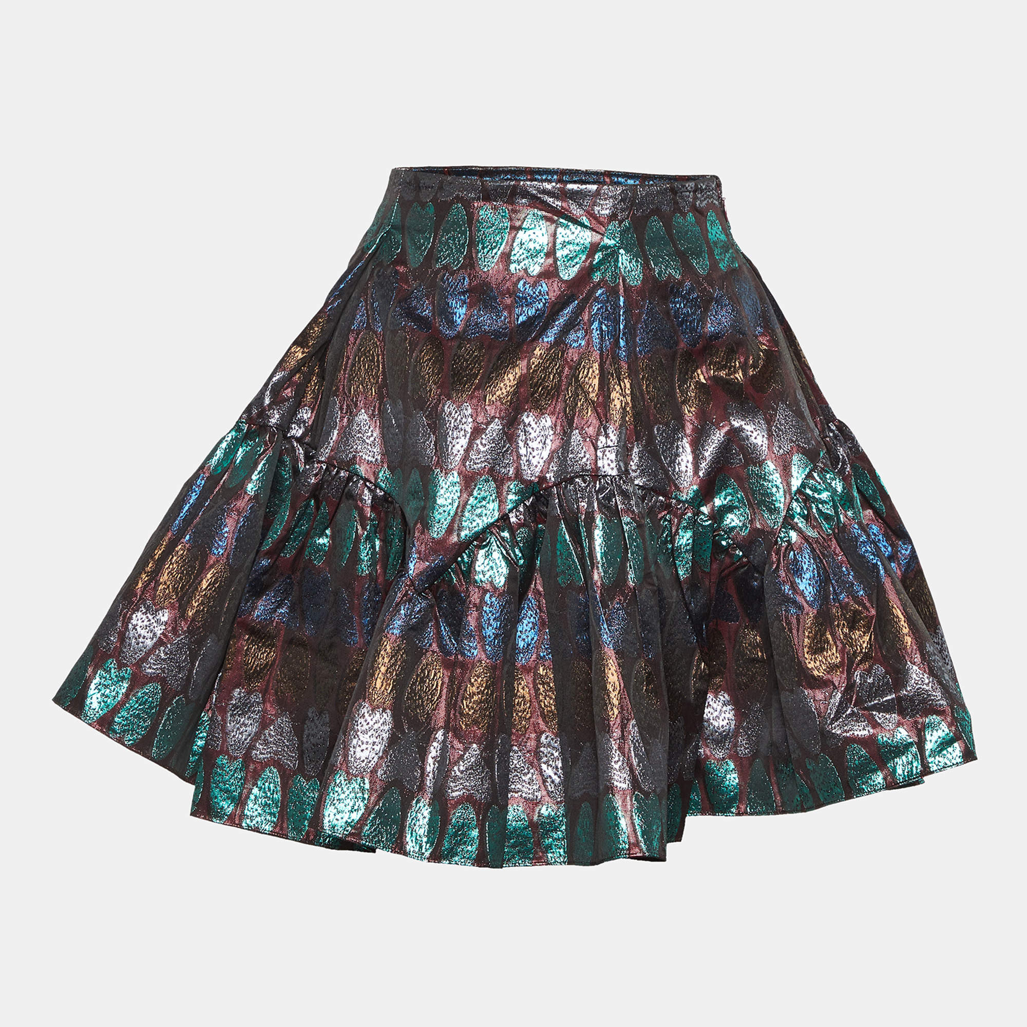 Pre Owned Kenzo Multicolor Metallic Brocade Mini Skirt S
