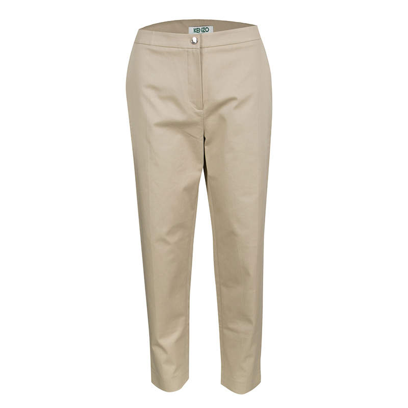 Pre Owned Kenzo Beige Cropped Trousers M