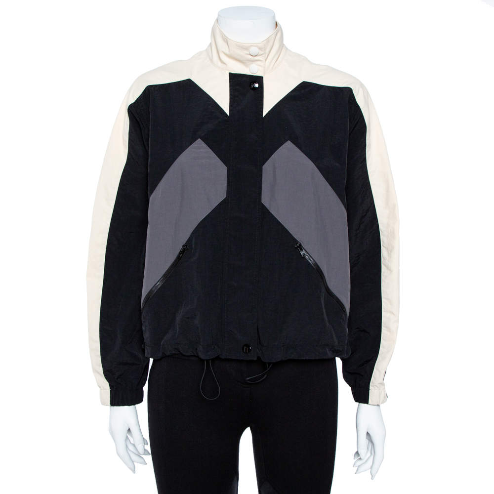 Pre Owned جاكيت كينزو سبورت "ويندبرياكر" قصير مزين مخطط أسود مقاس صغير جداً (اكس سمول)