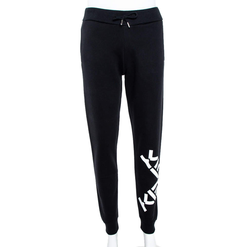 Pre Owned Kenzo Sport Black Rib Knit 'Big X' Jog Pants XS
