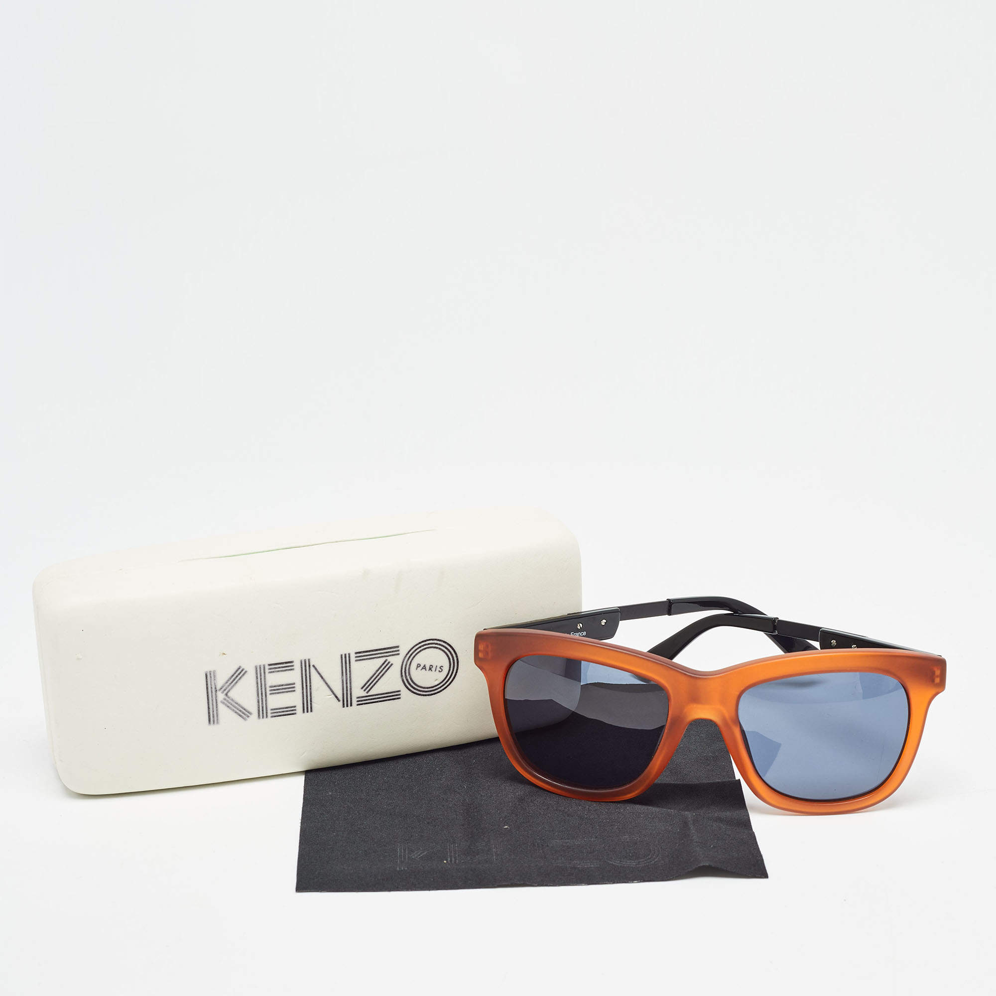 Pre Owned Kenzo Brown/Black KZ 3183 Frame Square Sunglasses