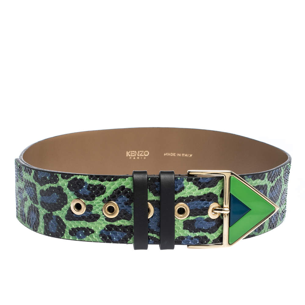 Kenzo Multicolor Watersnake Triangle Buckle Belt M