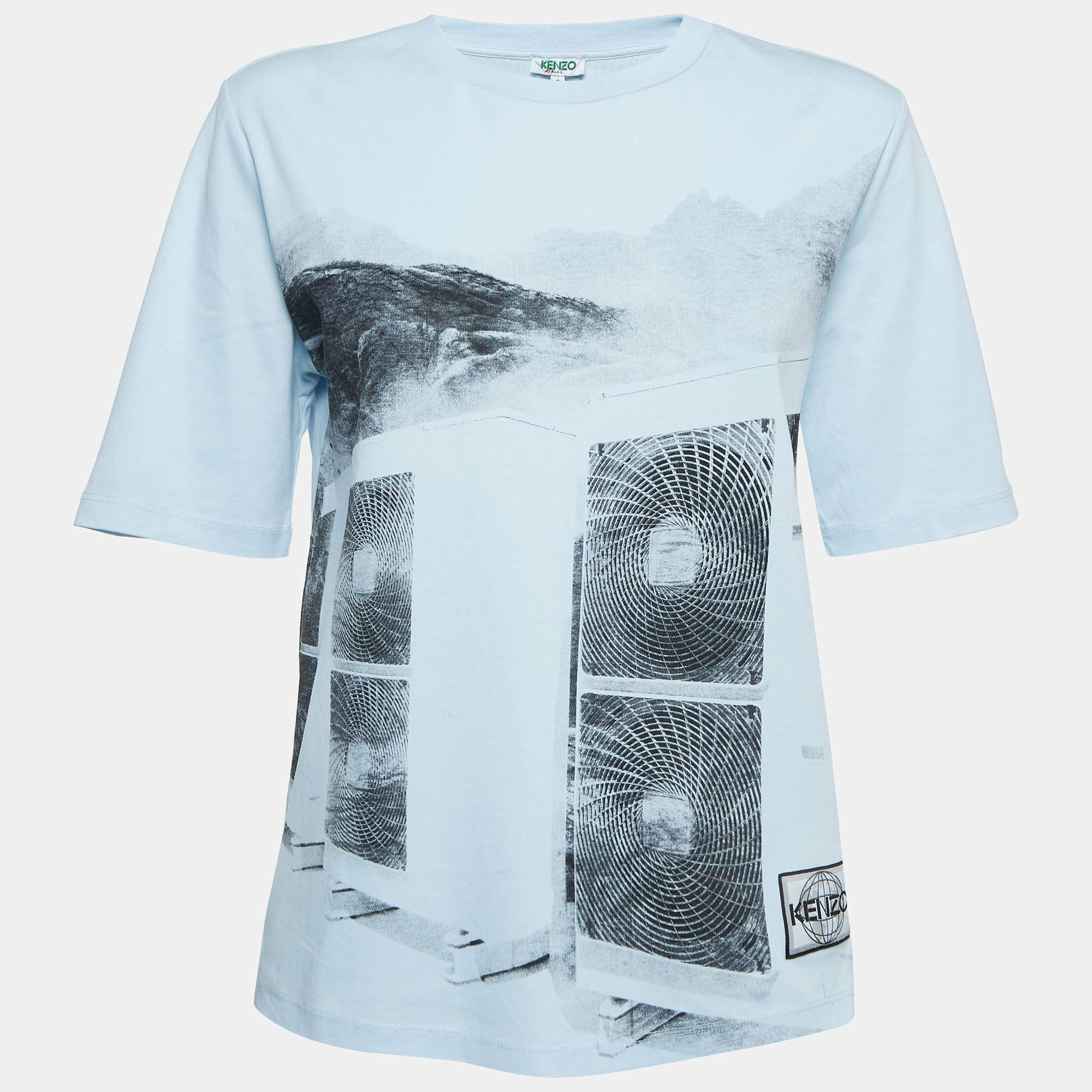 Kenzo Blue Printed Cotton Knit Tshirt S