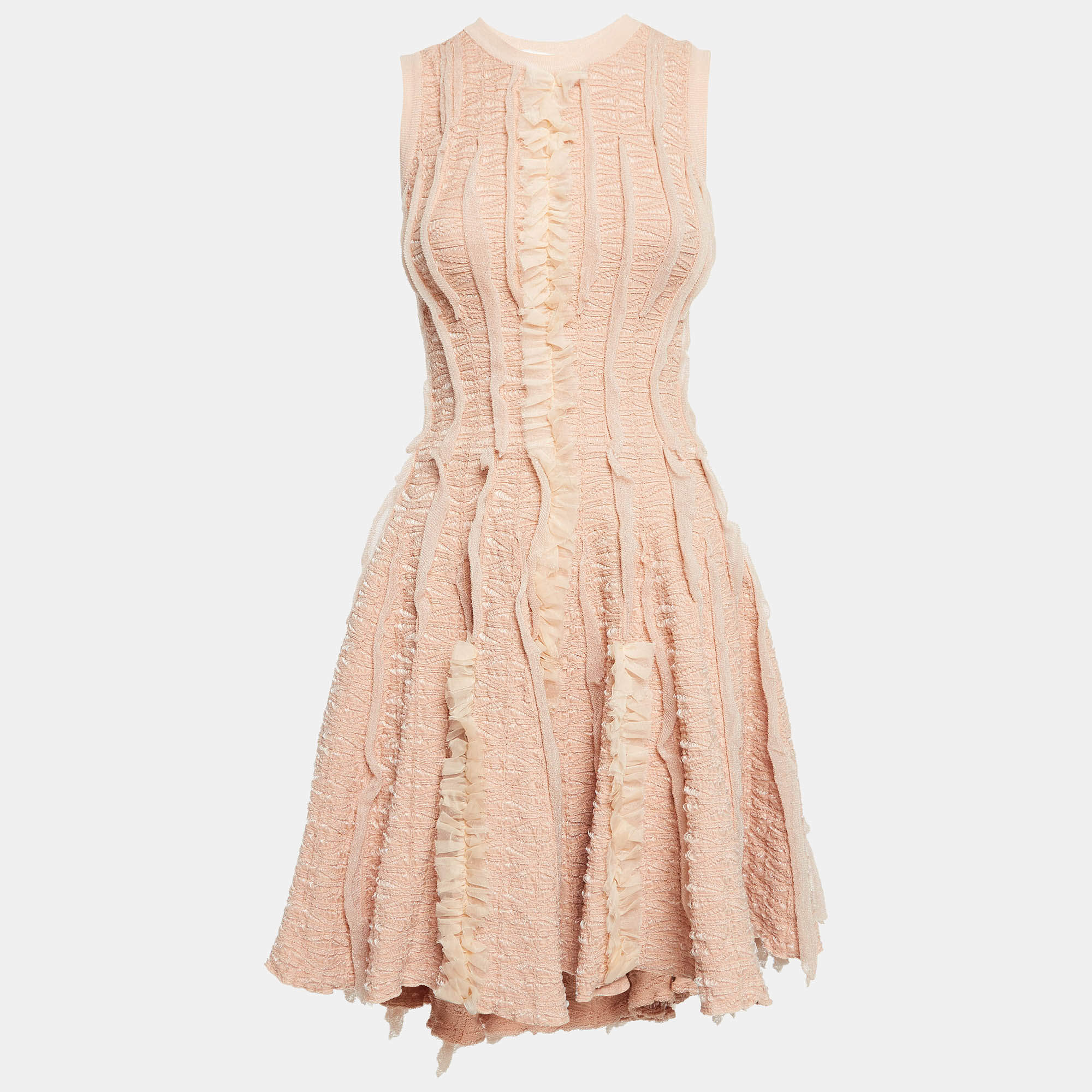 Pre Owned Dsquared Peachy Pink Patterned Jersey Mini Dress M