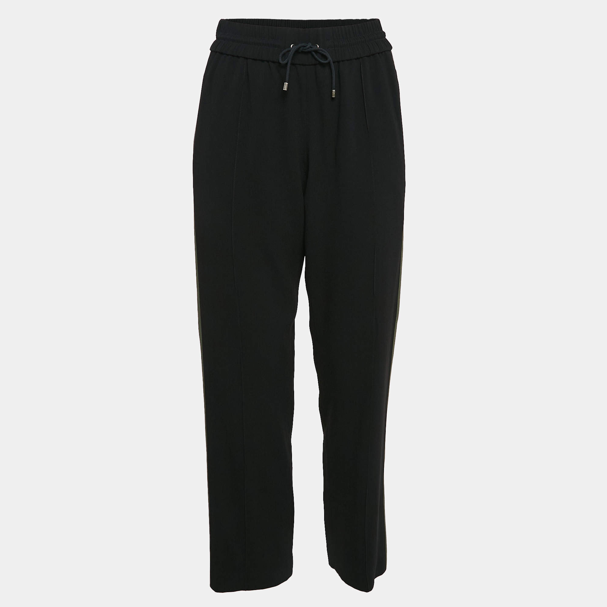 Kenzo Black Side Stripe Crepe Tack Pants S
