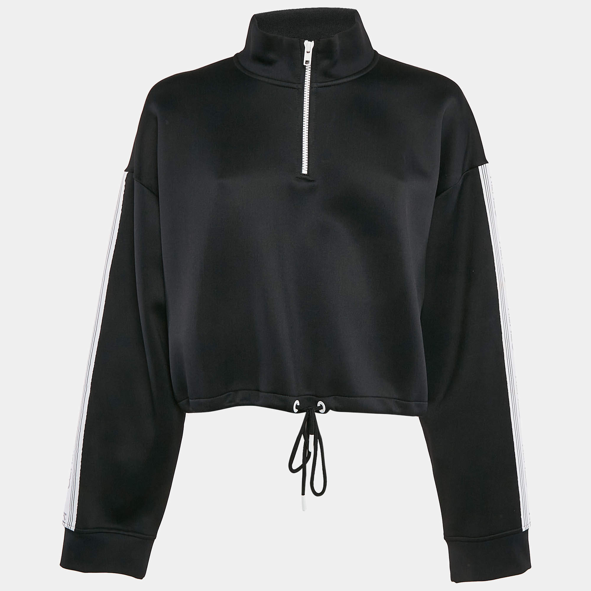 Kenzo Black Jersey Logo Tape Detail High Neck Sweater L