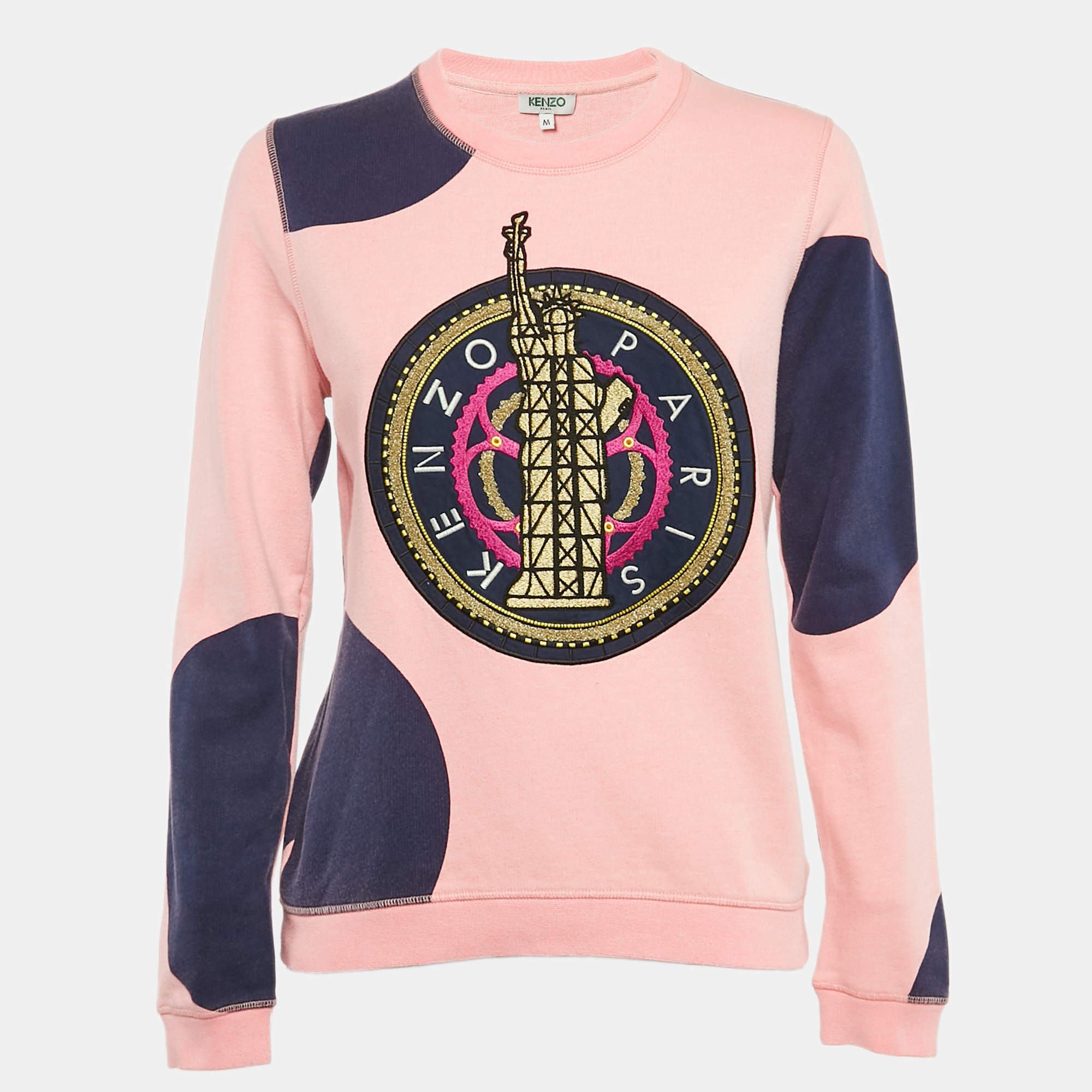 Kenzo Multicolor Cotton Eiffel Tower Embroidered Sweatshirt M