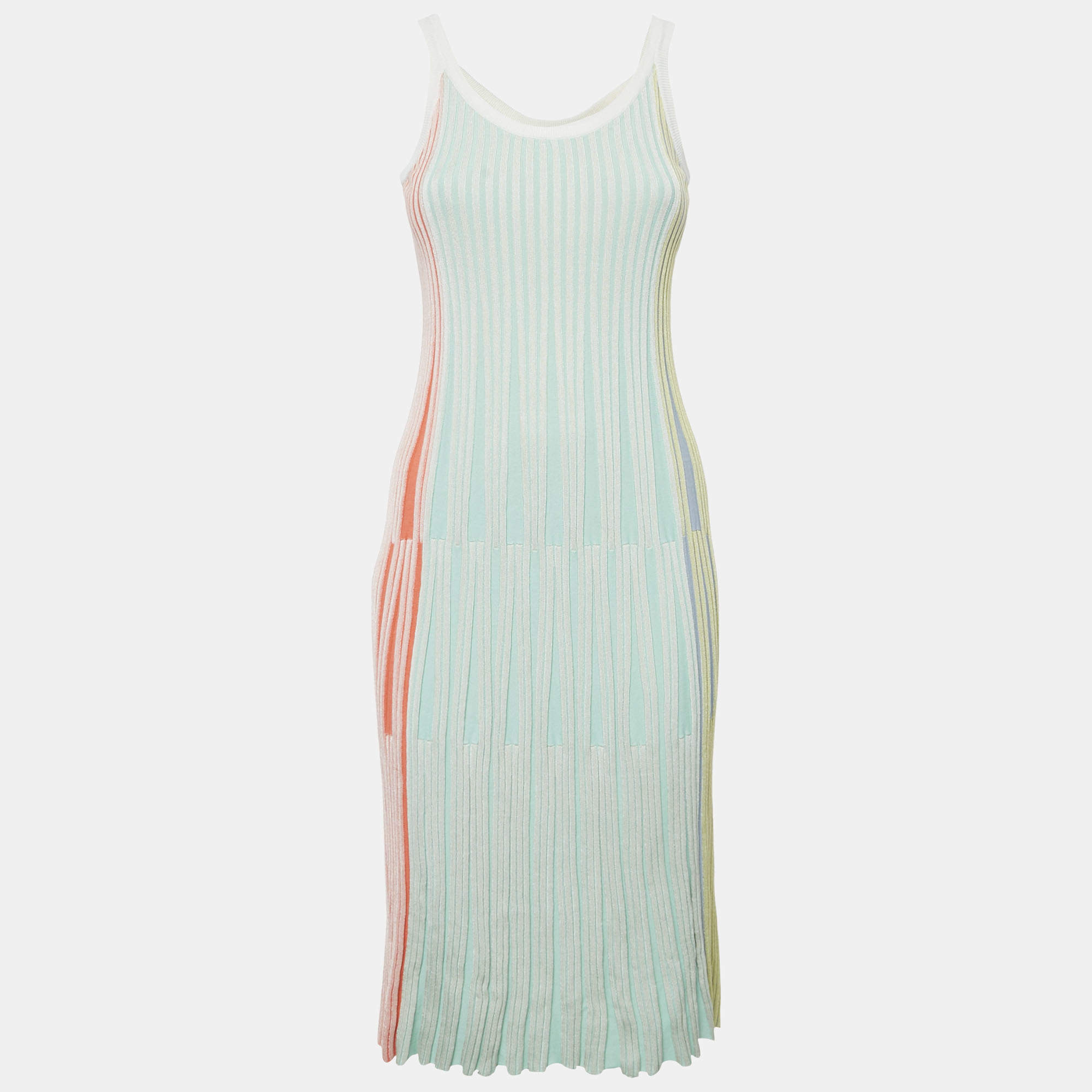 Pre Owned Kenzo Multicolor Rib Knit Fit & Flare Short Dress XS