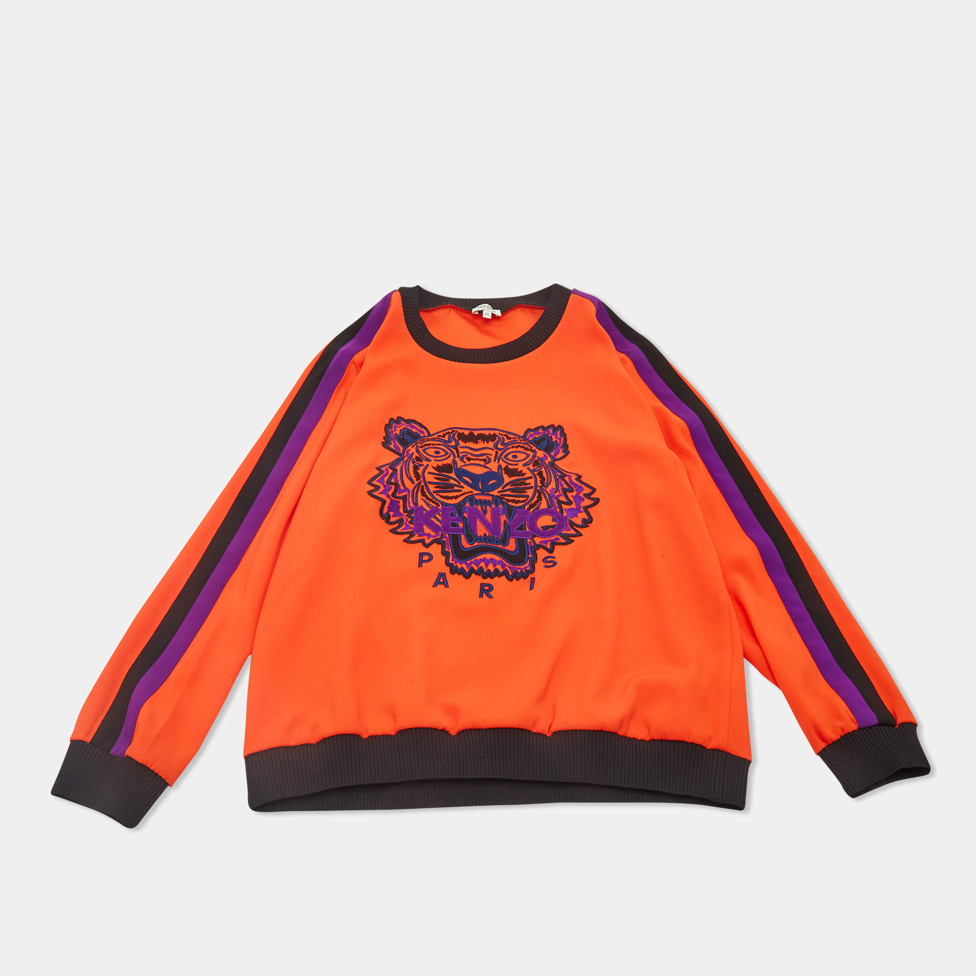Kenzo Orange Tiger Embroidered Crepe Sweatshirt M