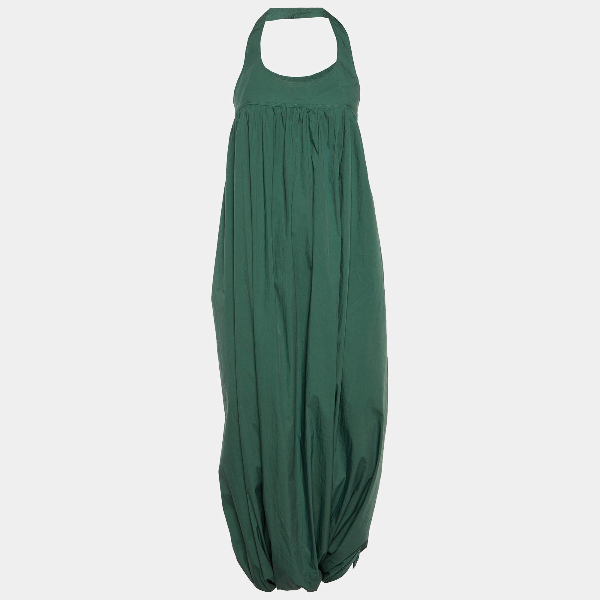 Kenzo Green Cotton Halter Neck Harem Wrap Jumpsuit L