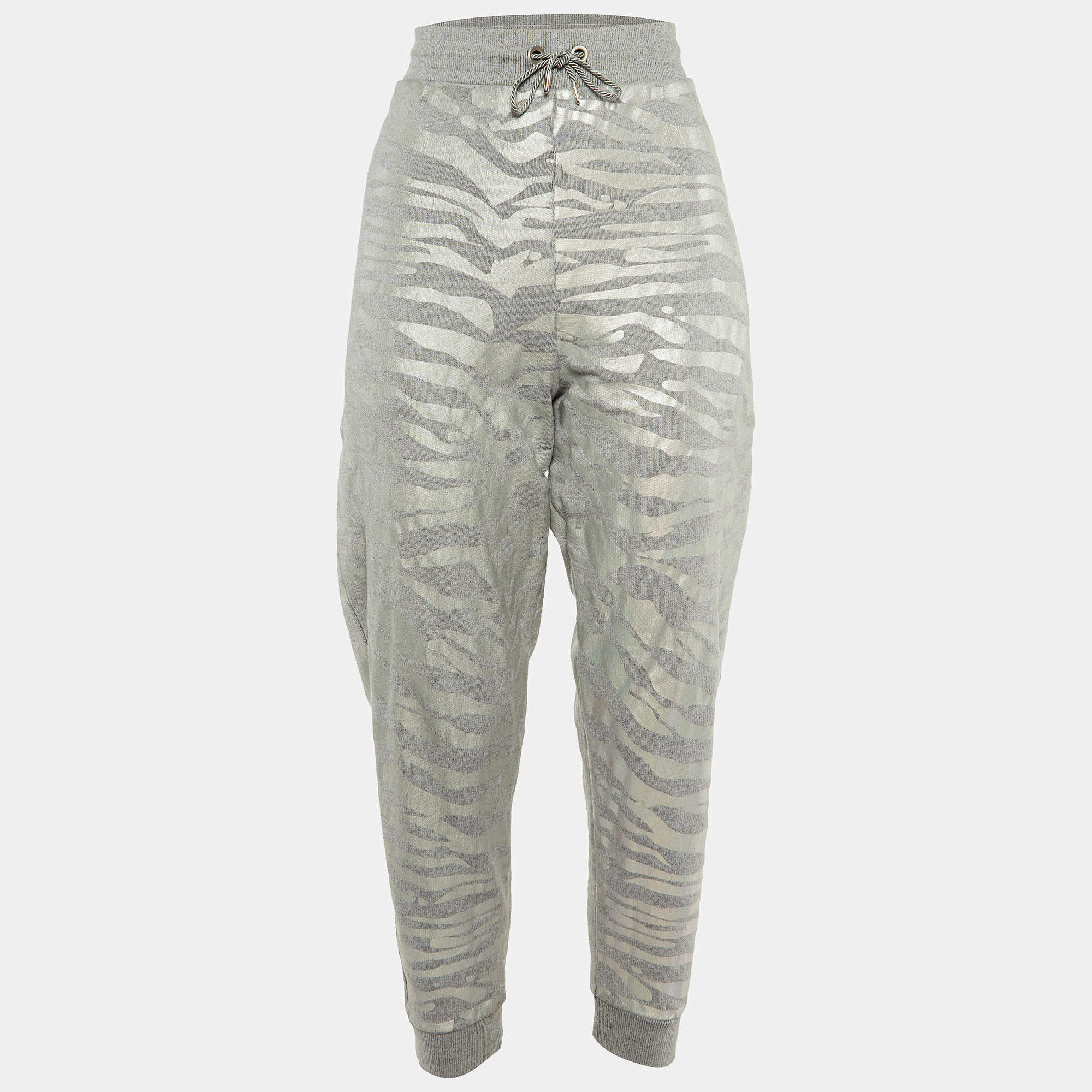 Kenzo Grey Metallic Print Cotton Jogger Pants L 