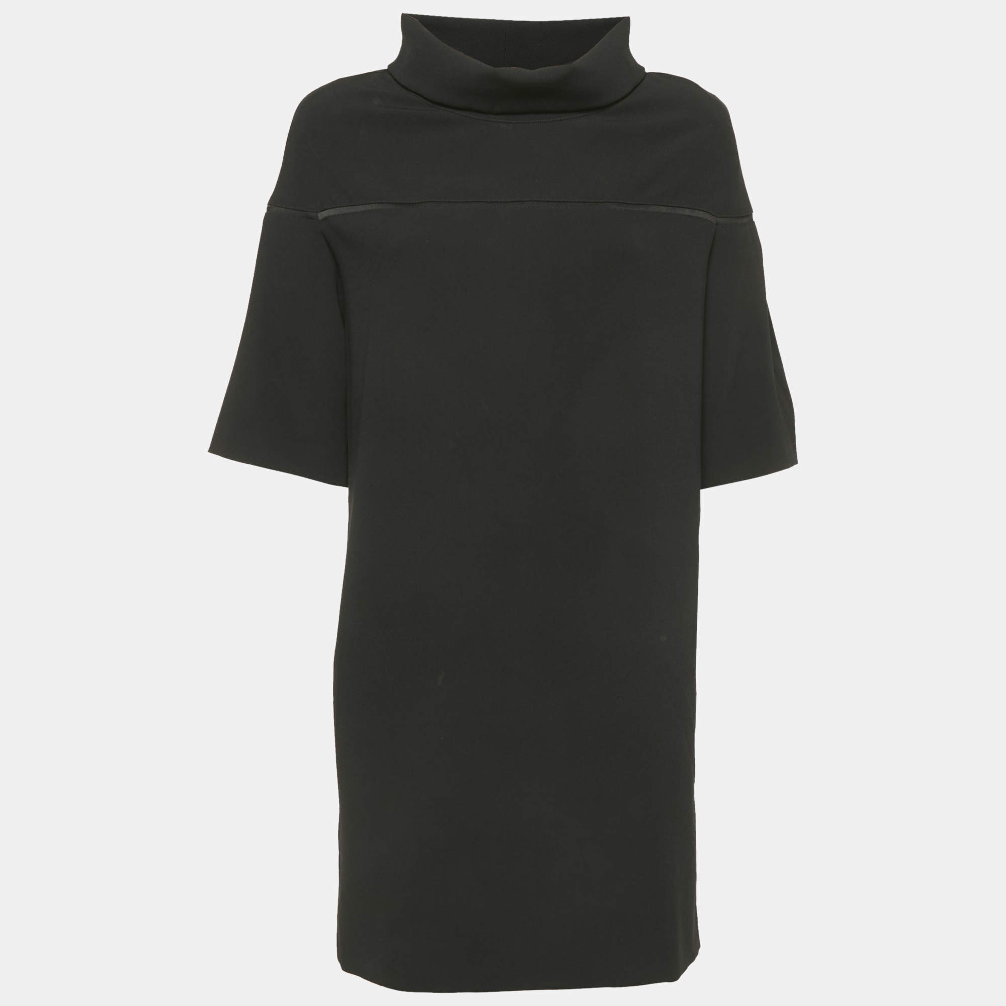 Pre Owned Kenzo Black Satin High Neck Mini Dress S