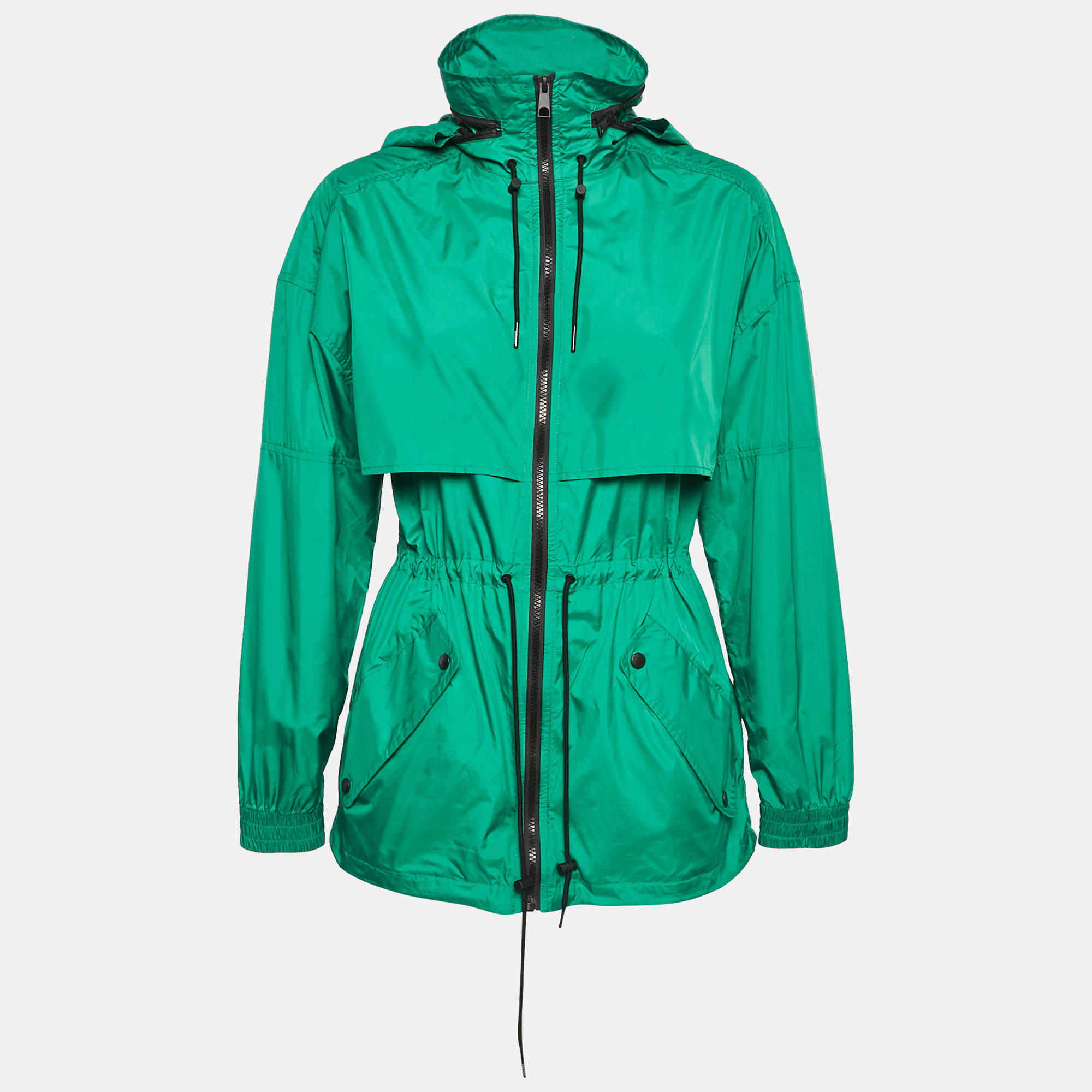 Kenzo Green Synthetic Zip-Up Hooded Windbreaker Jacket M