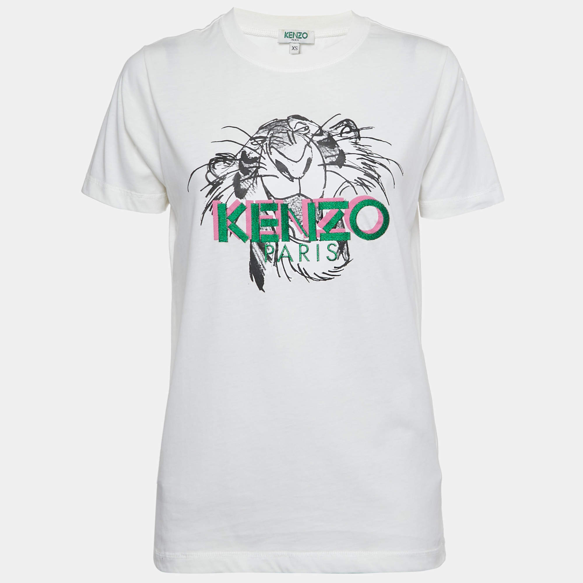 Pre Owned Kenzo x Disney White Embroidered Jersey T-Shirt XS