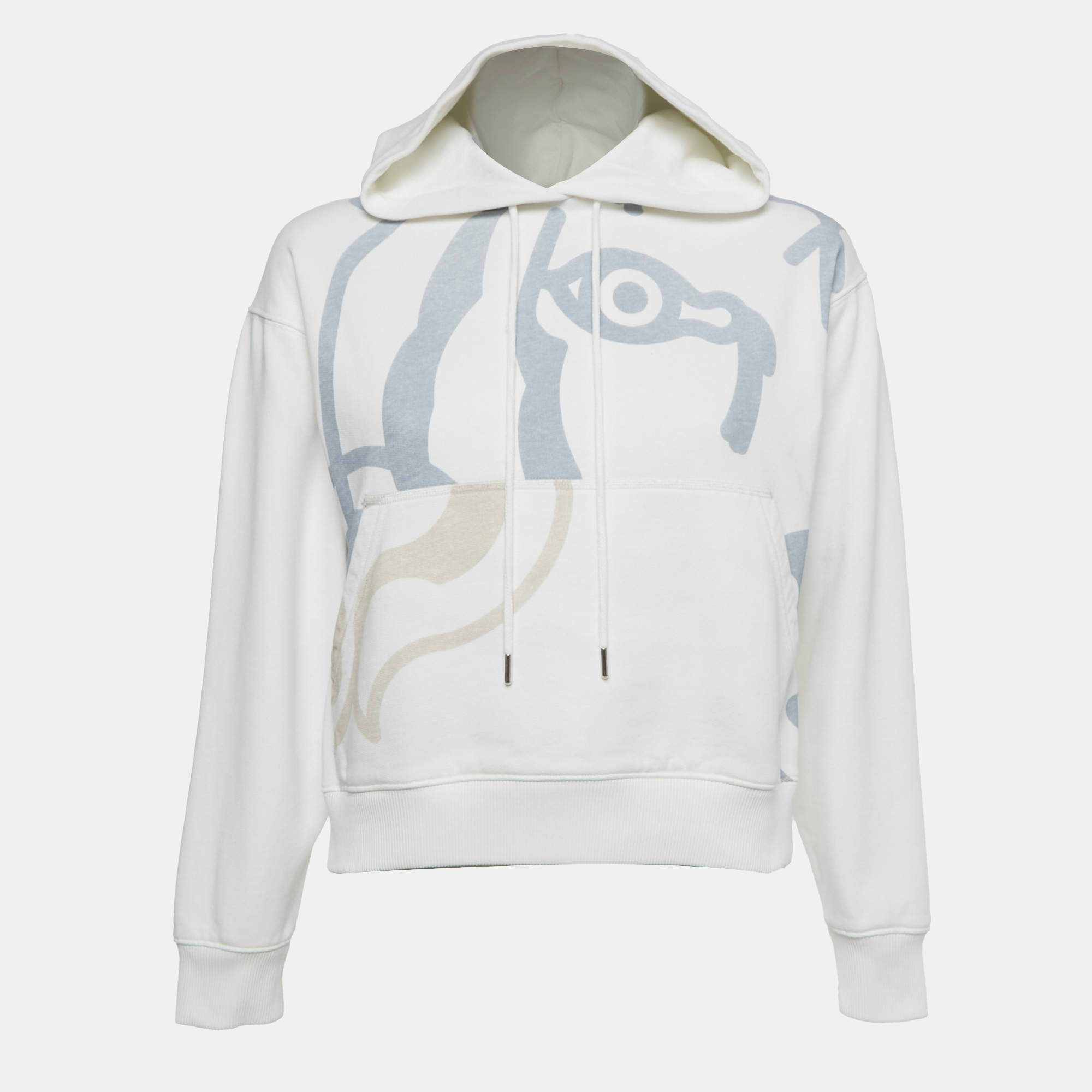 مملوكة مسبقًا  KENZO White Tiger Print Cotton Hooded Sweatshirt S