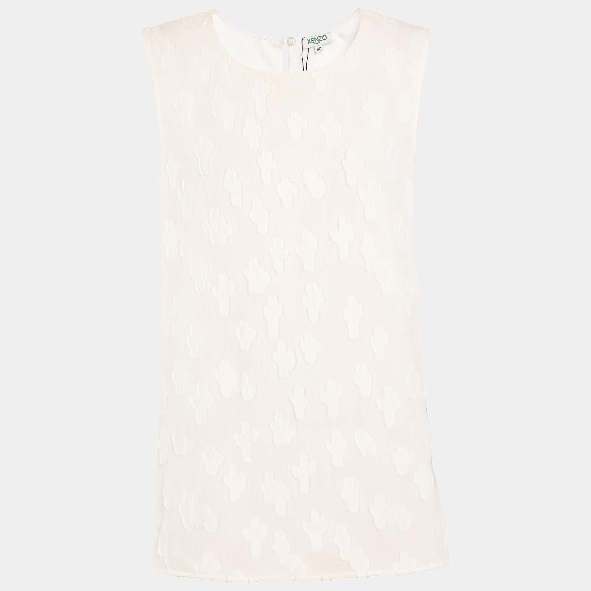 مملوكة مسبقًا Kenzo Cream Brocade Fabric Sleeveless Tops M