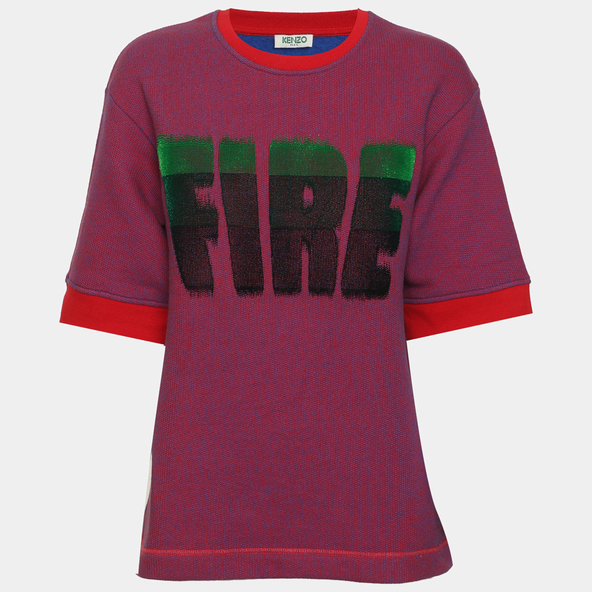 مملوكة مسبقًا Kenzo Multicolor Fire Print Jersey T-Shirt