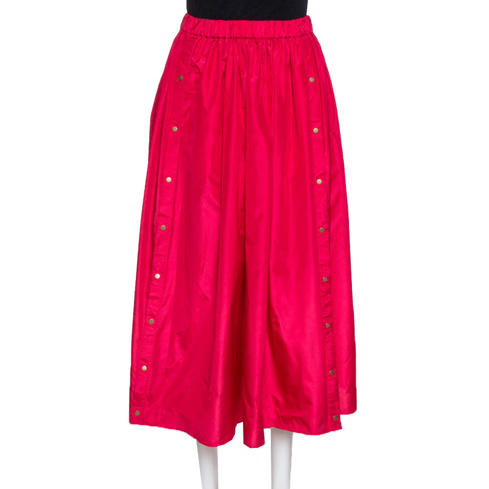 Kenzo Pink Tafetta Silk Blend Midi Skirt S