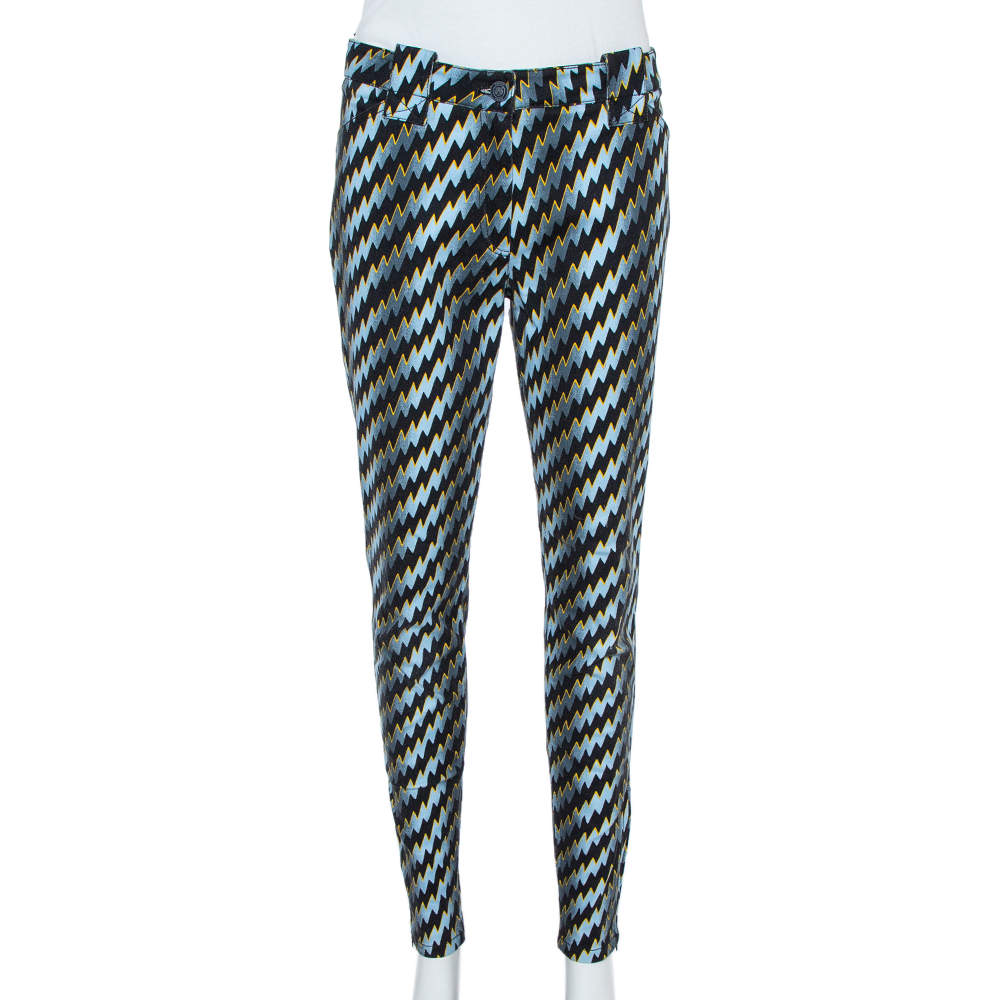 Kenzo Blue Denim Zigzag Print Skinny Jeans L