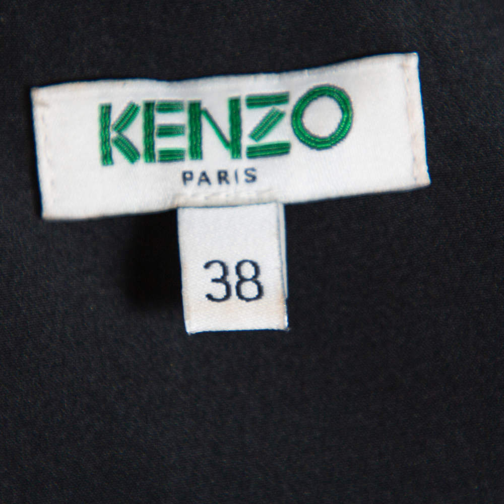 Pre Owned Kenzo Burgundy & Black Printed Crepe Top M