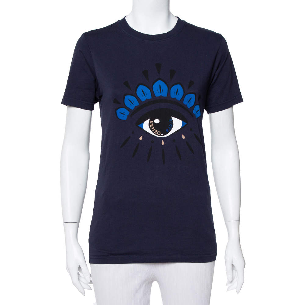 Kenzo Navy Blue Eye Printed Cotton Crewneck T-Shirt XS