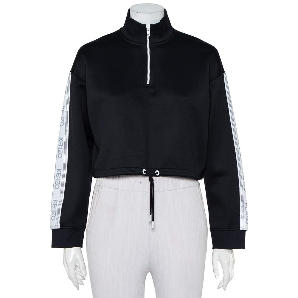 Pre Owned جاكت رياضي كينزو كبير نصف سحاب نيوبرين أسود مقاس صغير جدا