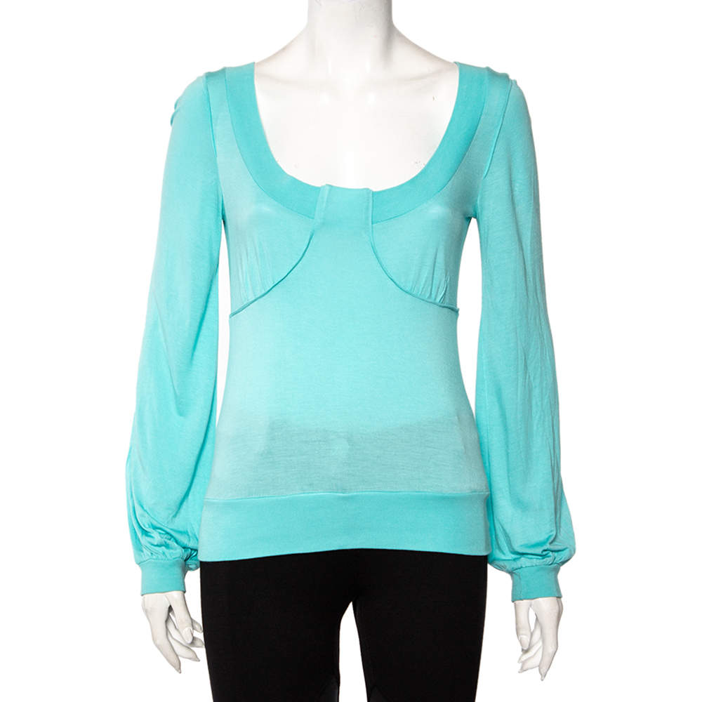 Pre Owned Kenzo Blue Knit Scoop Neck T-Shirt M