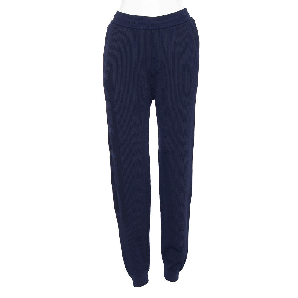 مملوكة مسبقًا Kenzo Blue Logo Jacquard Knit Joggers S