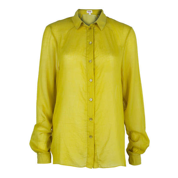 Kenzo Yellow Cotton Blend Shirt M