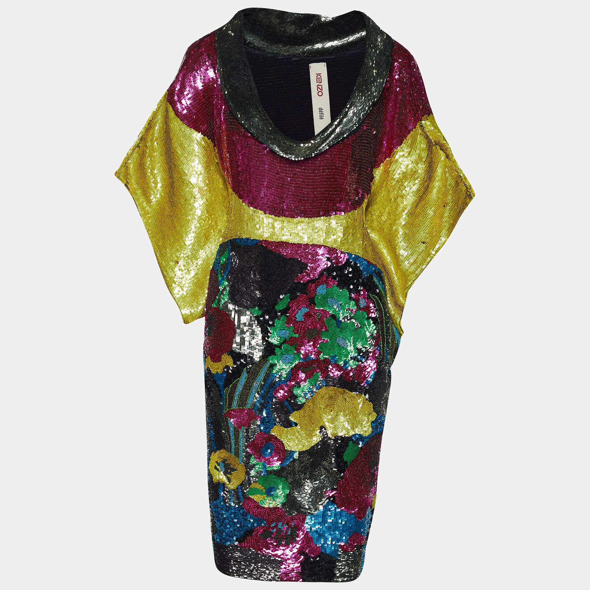 Pre Owned فستان كينزو ترتر بنقشة الزهور متعدد الألوان بنمط واسع مقاس متوسط - ميديوم