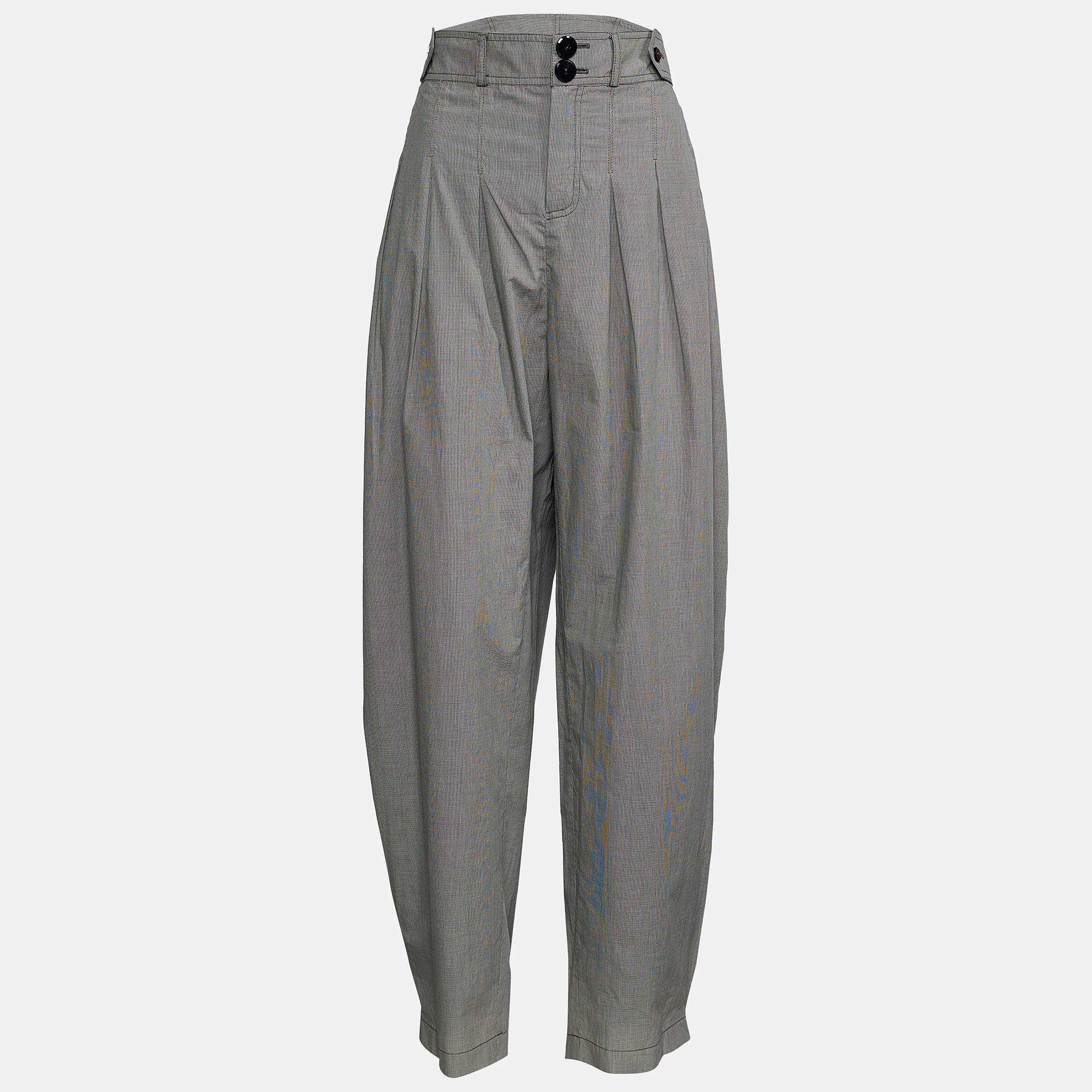 Pre Owned Kenzo Grey Cotton Embellished Trousers M