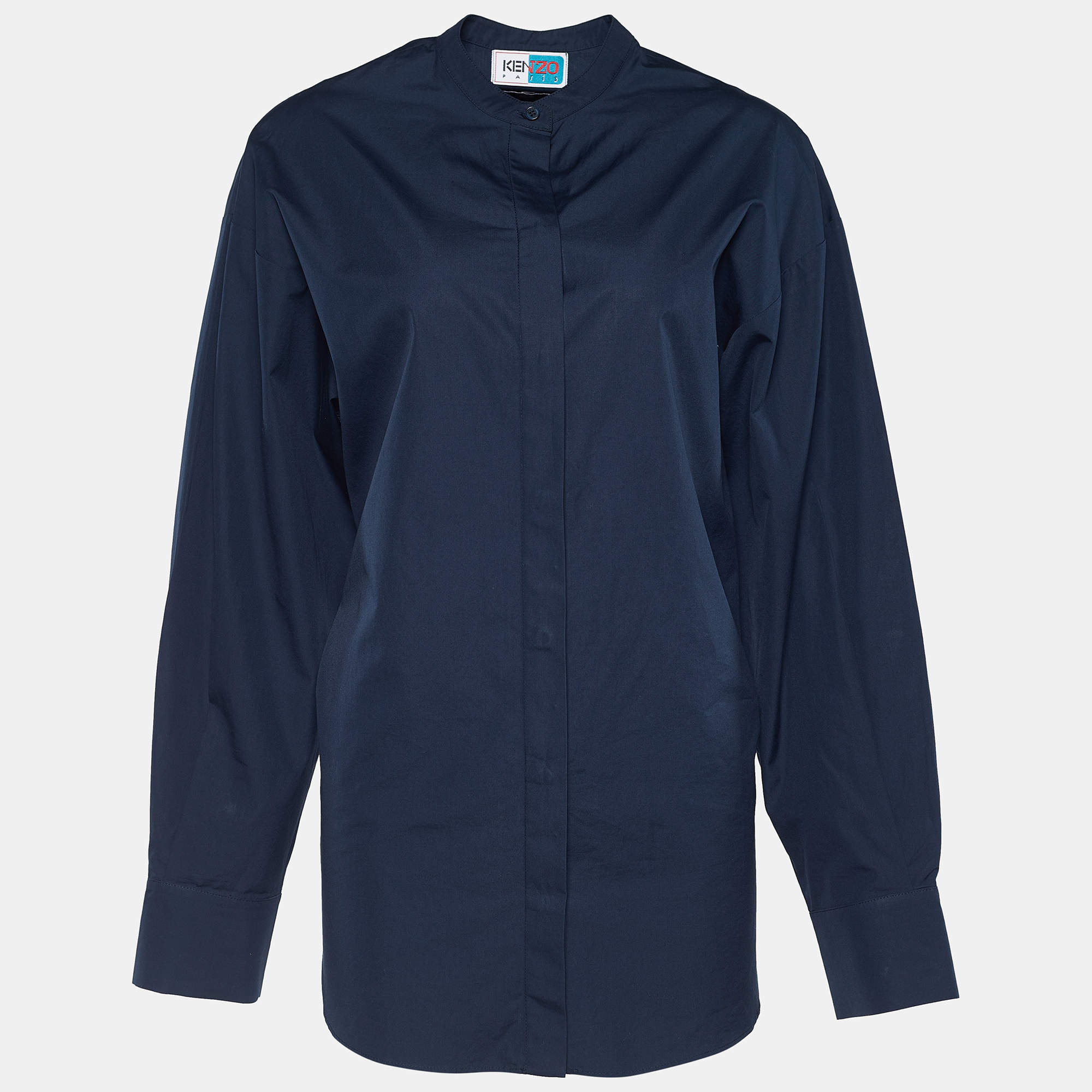Pre Owned Kenzo Memento Collection Navy Blue Cotton Button Down Shirt S
