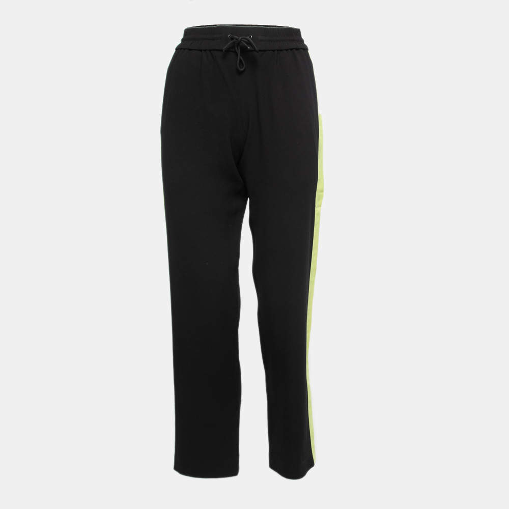 Kenzo Black Crepe Side Stripe Detail Track Pants S