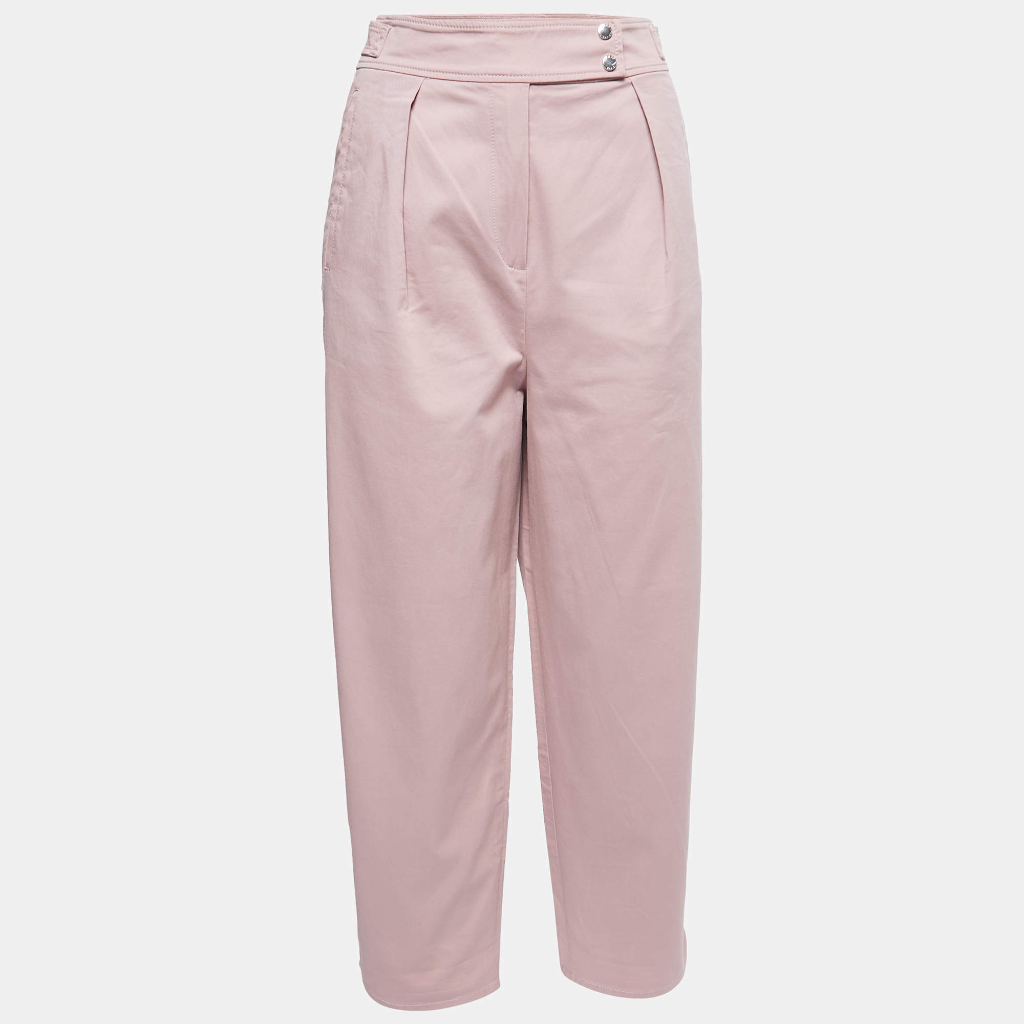 Pre Owned Kenzo Dusty Pink Cotton Pleated Trousers S