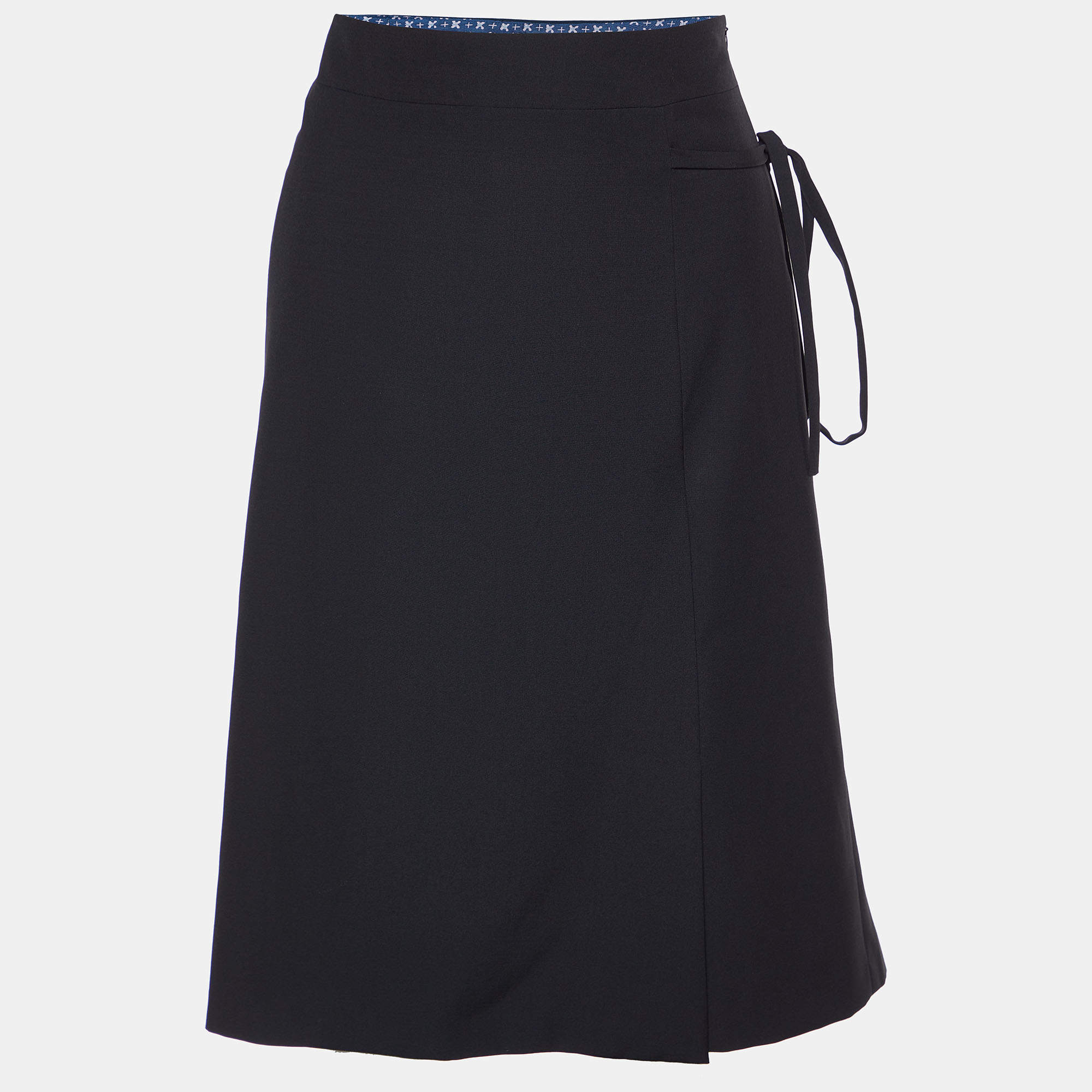 Pre Owned Kenzo Black Wool Tie Detail Mini Skirt M