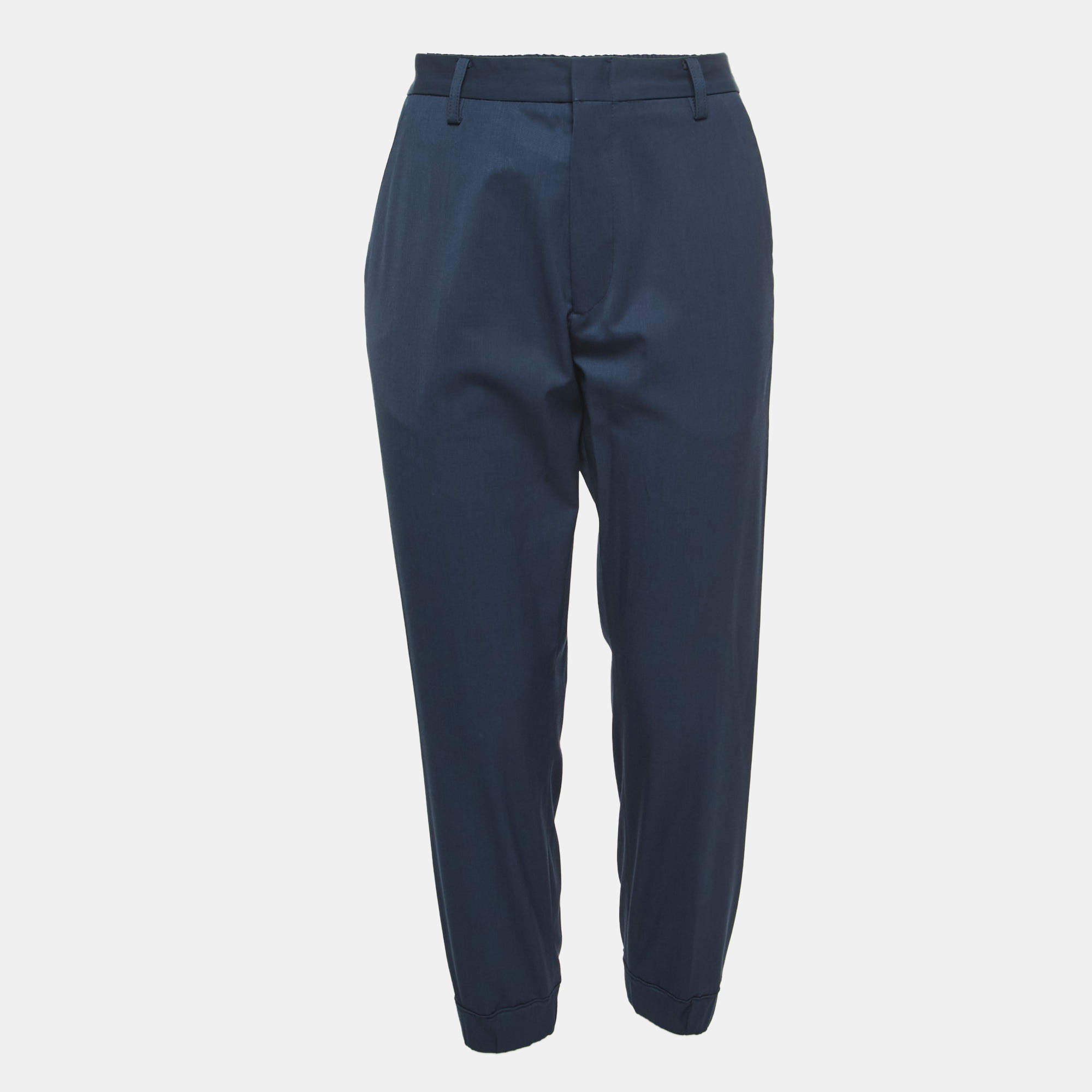Pre Owned Kenzo Navy Blue Wool Blend Trousers M