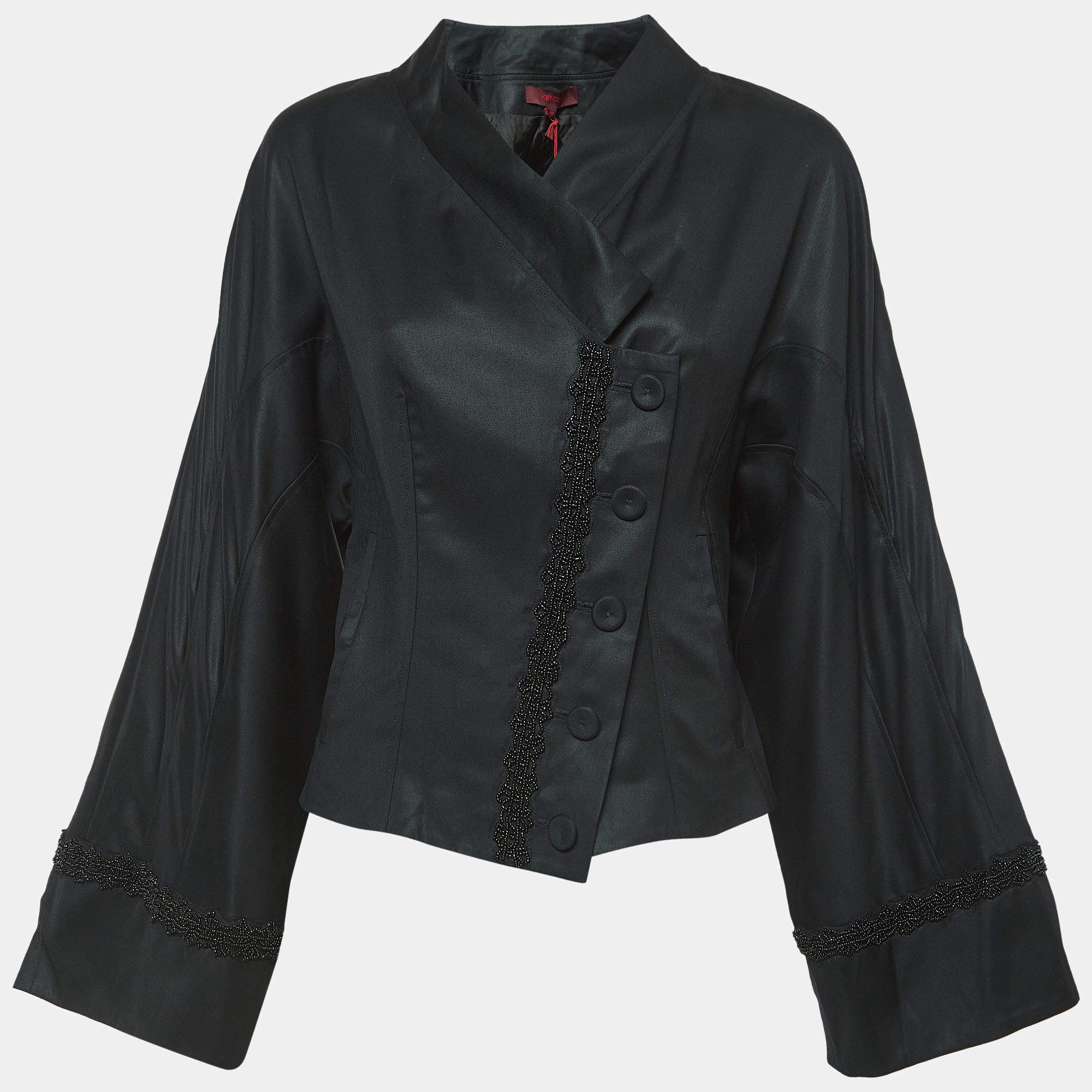 Kenzo Black Sequined Wool Buttoned Jacket M