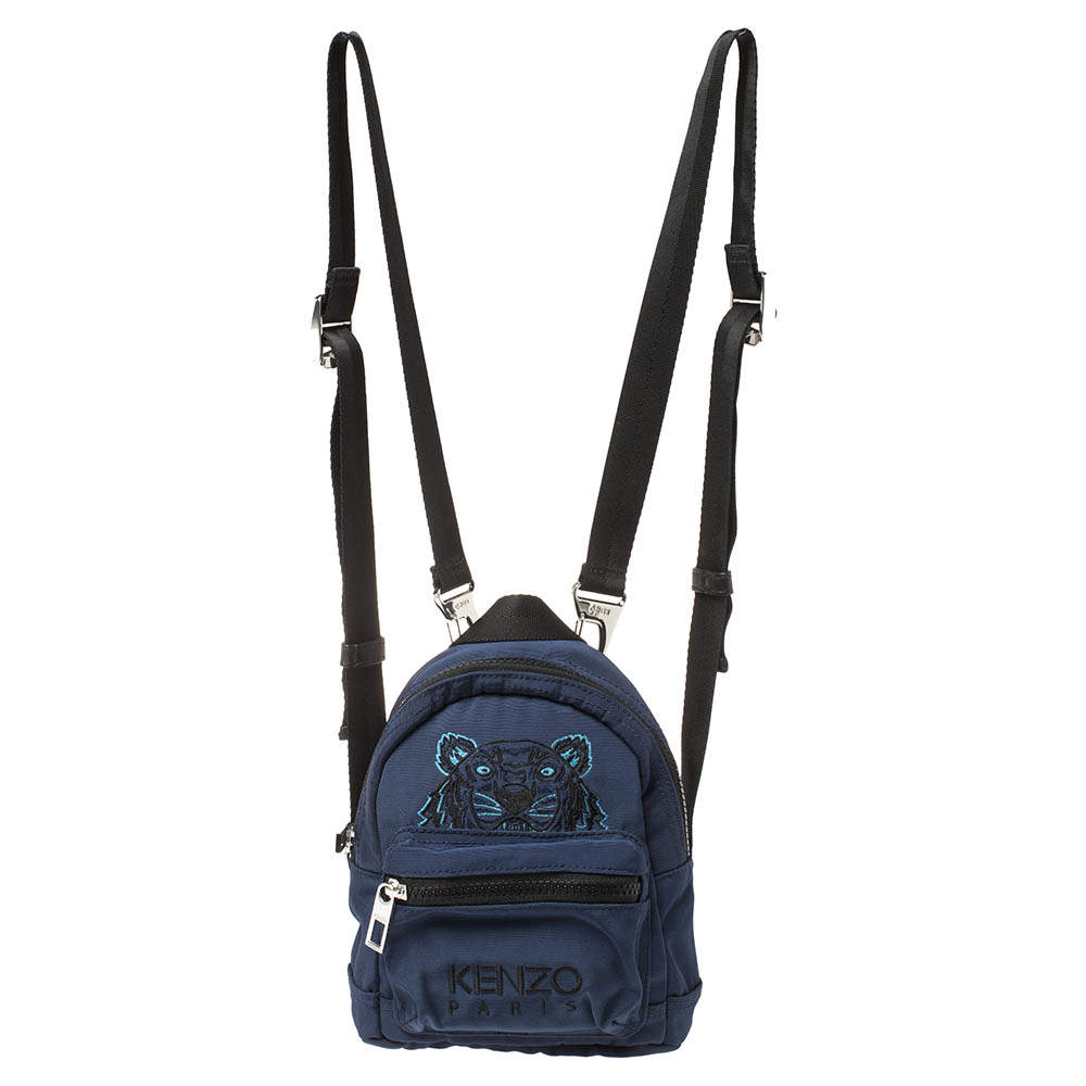 Kenzo Blue Nylon Mini Kampus Tiger Backpack