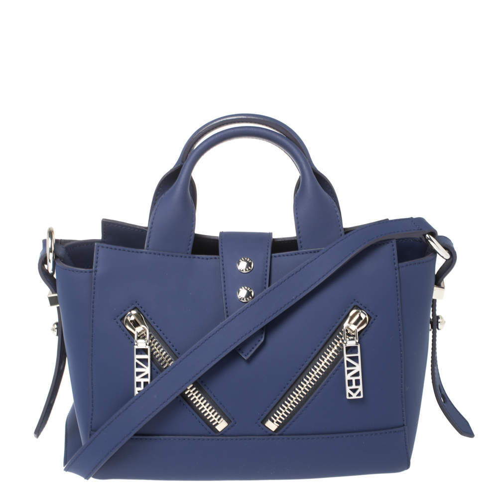 Kenzo Blue Marine Leather Mini Kalifornia Tote